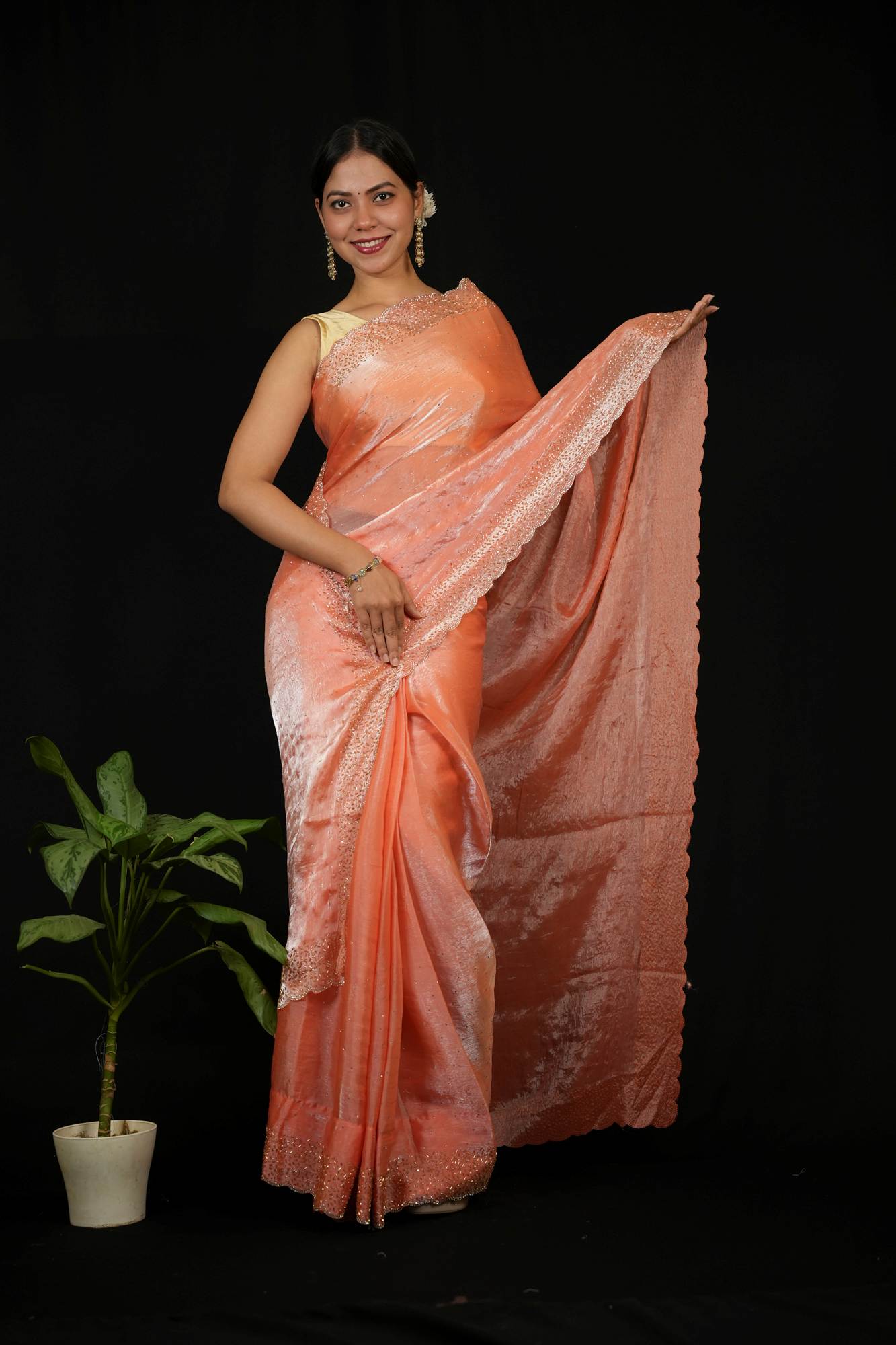 Soft Silk with Intricate Jar khan Embellishments Ready To Wear Saree