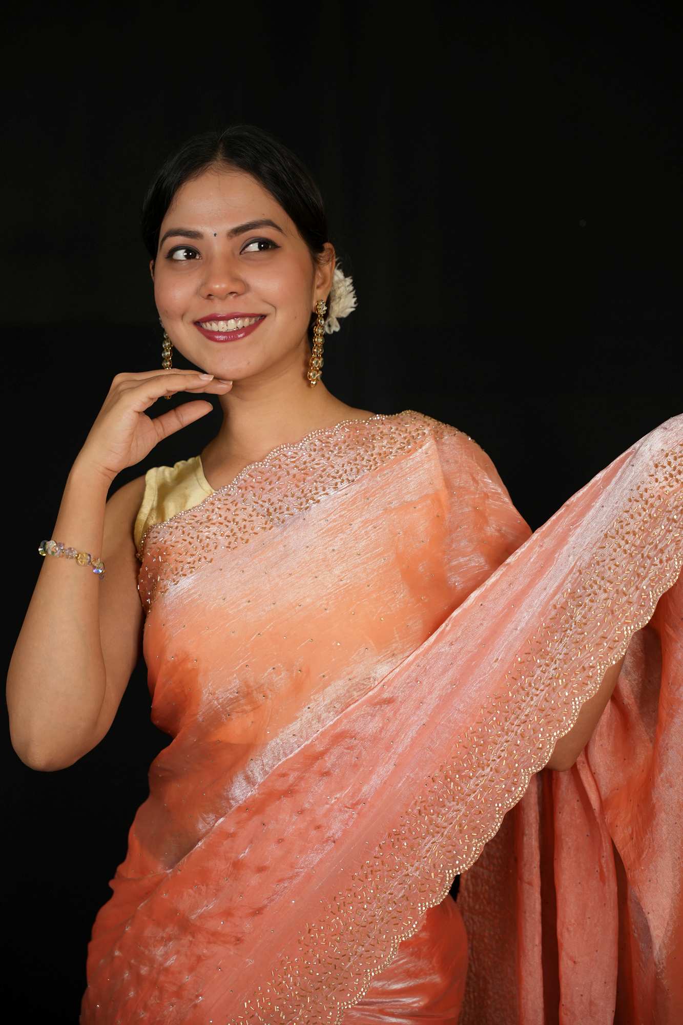 Soft Silk with Intricate Jar khan Embellishments Ready To Wear Saree