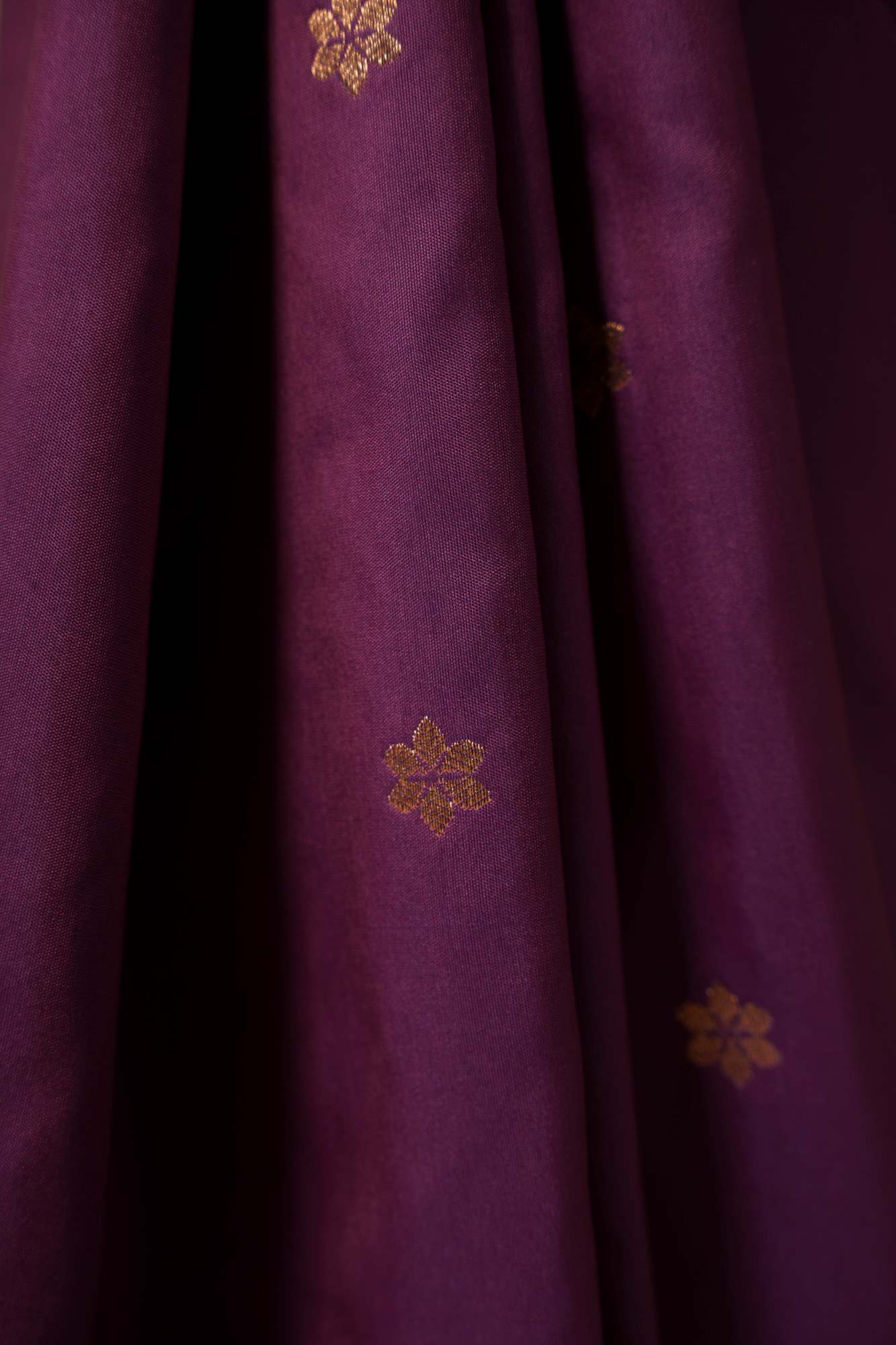 Purple Kanjivaram Inspired Silk with Traditional Temple Motifs Ready To Wear Saree