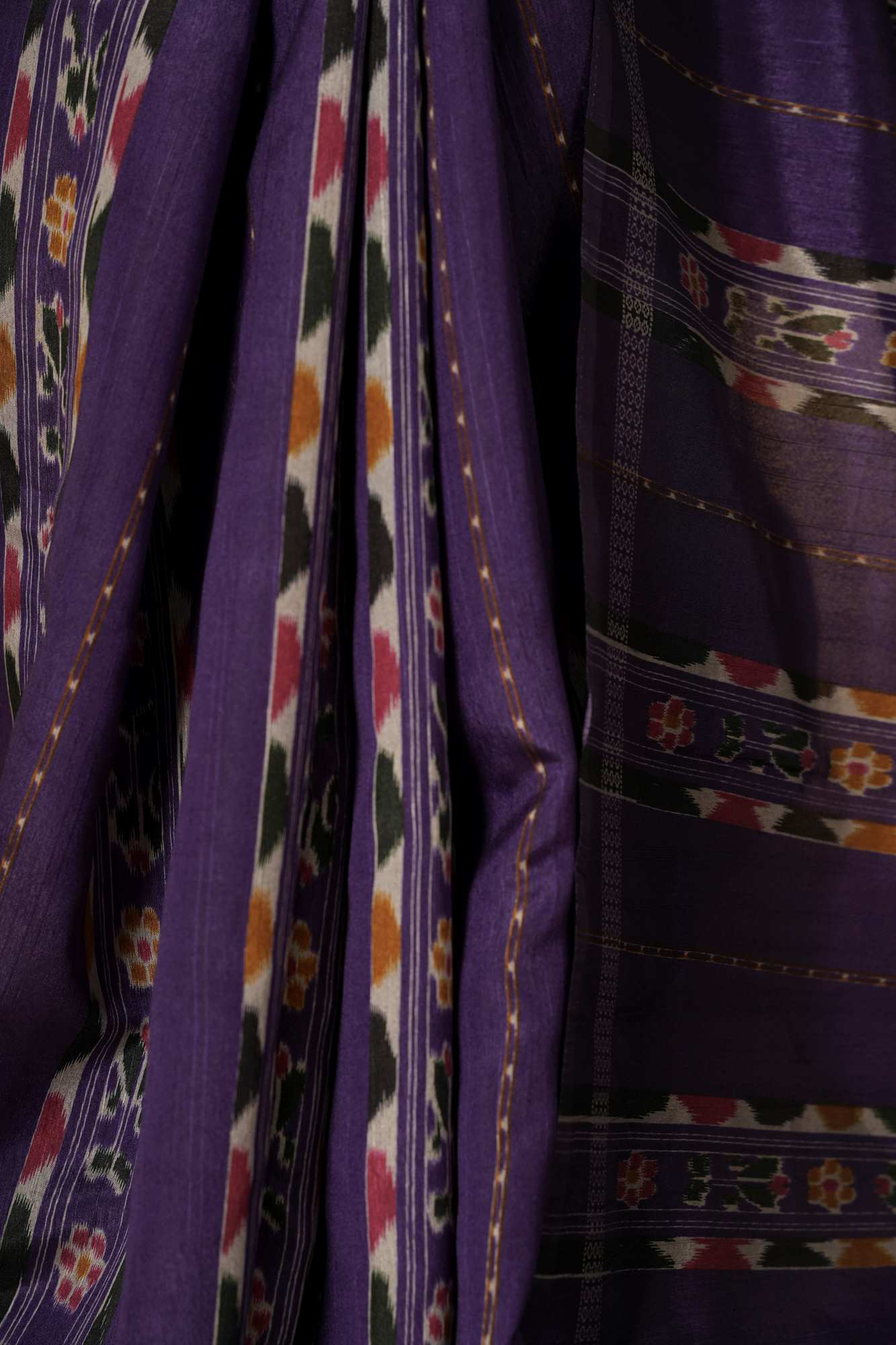 Purple Bhagalpuri Silk with Intricate Multicolor Patterns Ready To Wear Saree