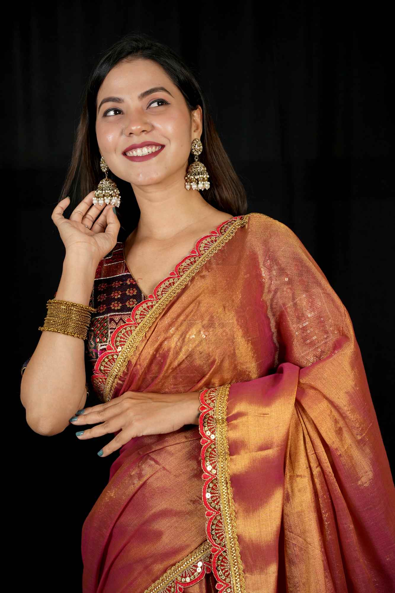 Dhoop Chaanv Tissue Linen With Designer Sequin Lace Border & Tassel On Pallu 1 Minute saree