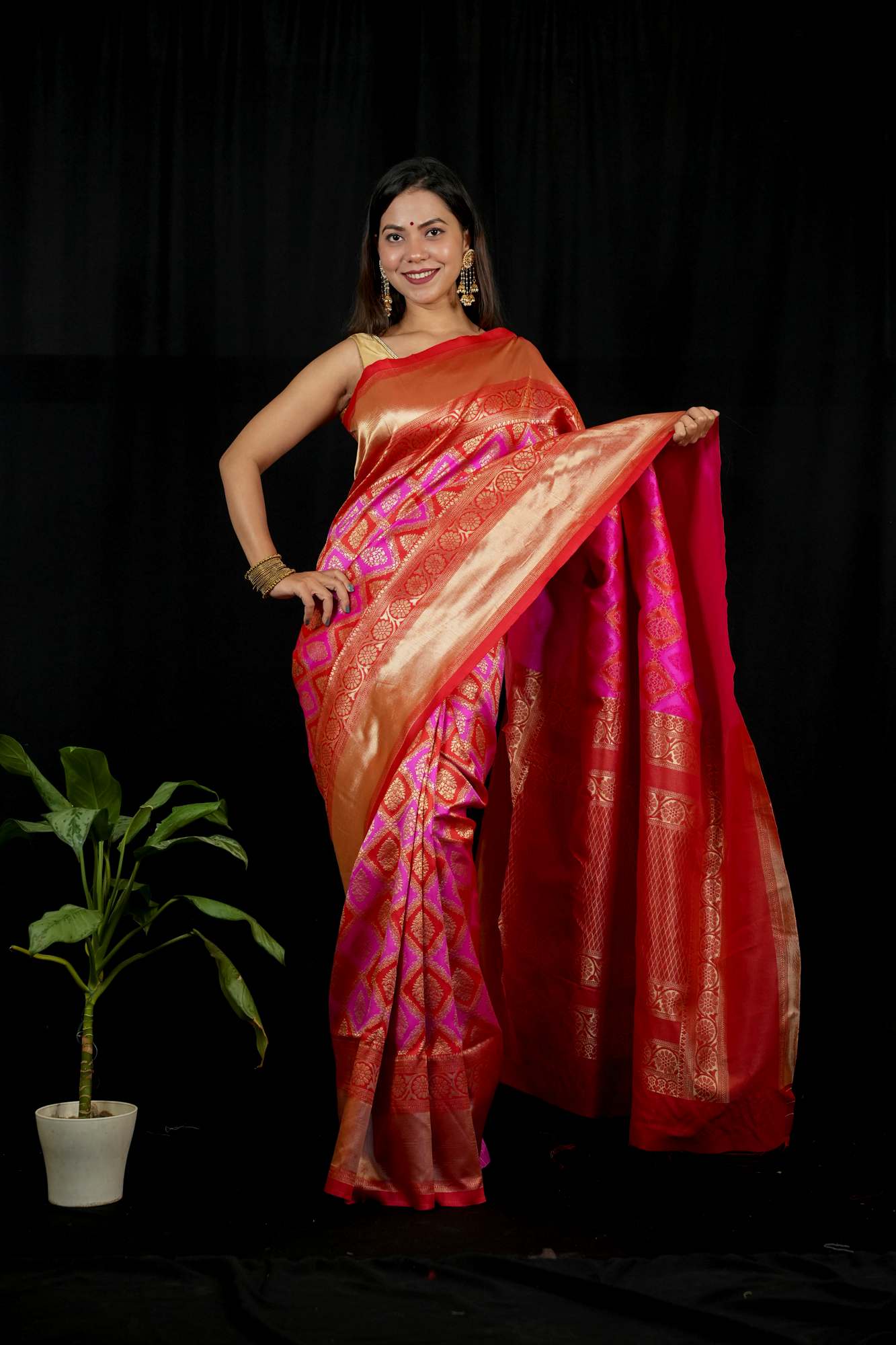 Banarasi with Meena weave Ready To Wear Saree