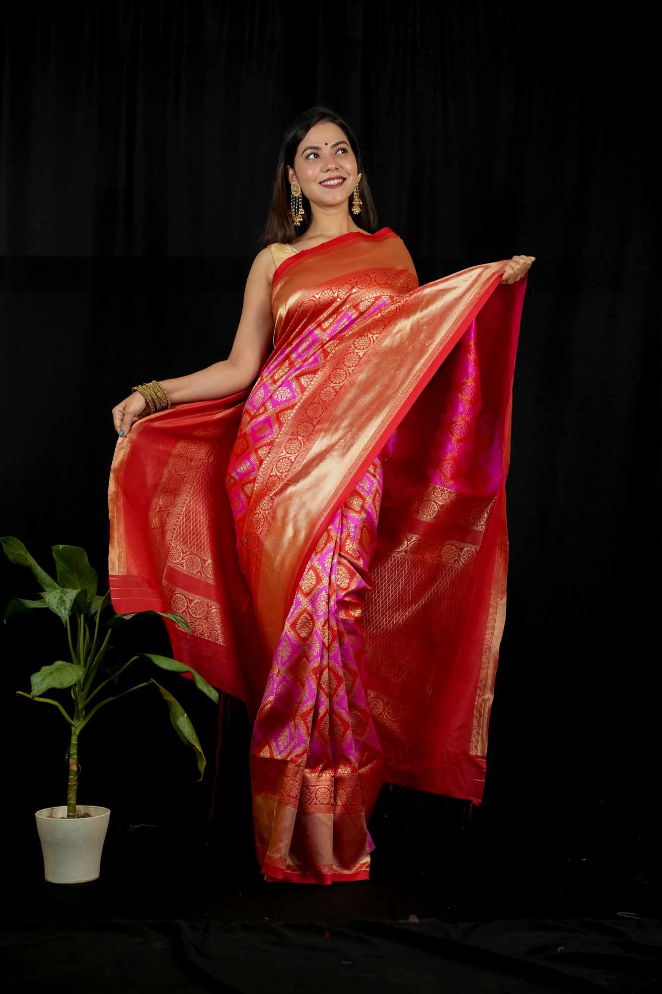 Banarasi with Meena weave Ready To Wear Saree