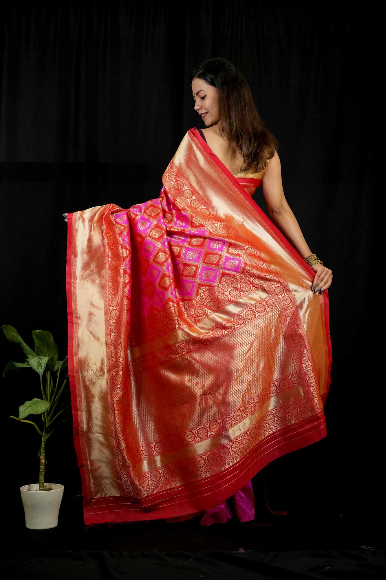 Banarasi with Meena weave Ready To Wear Saree
