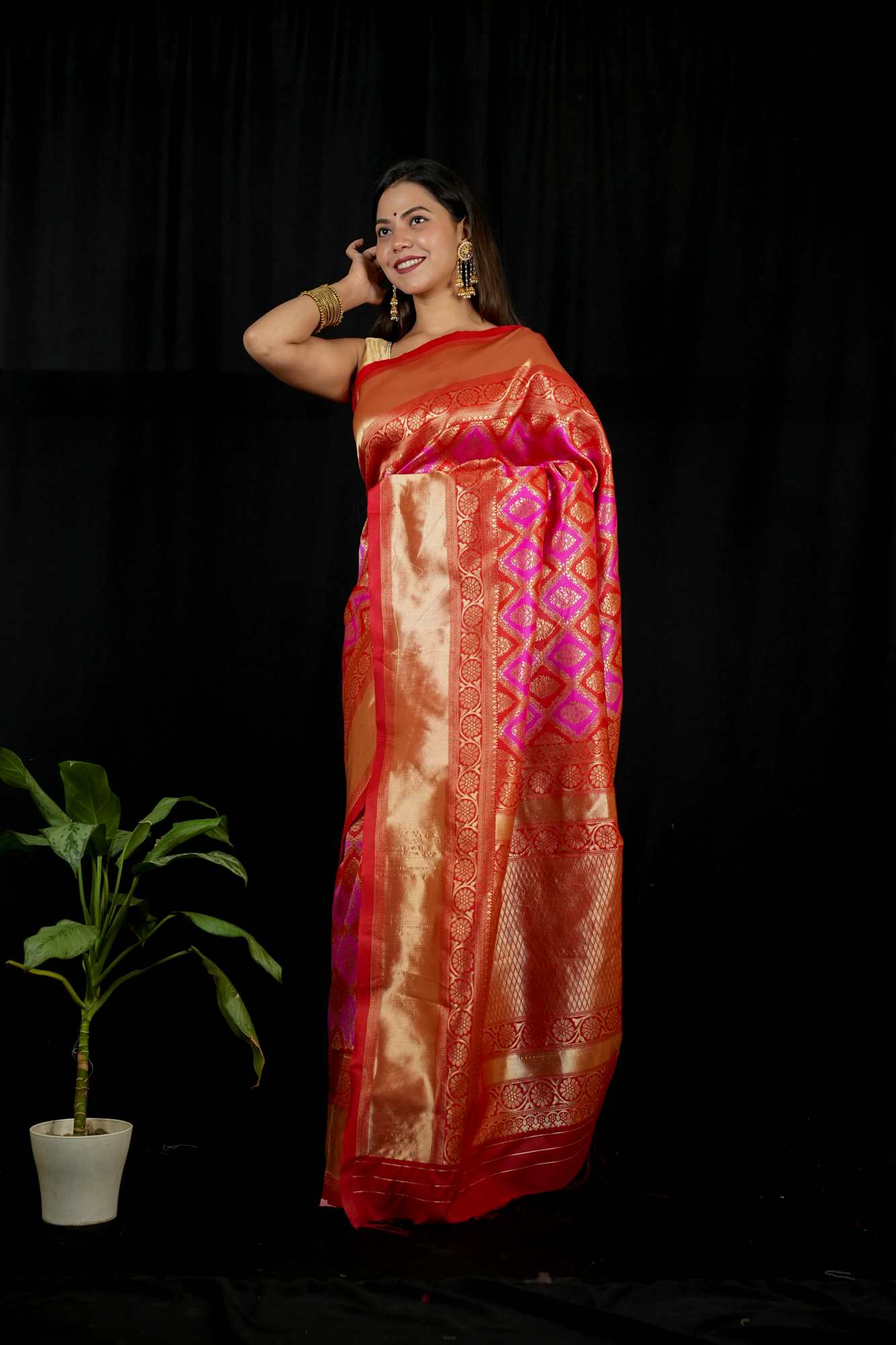 Banarasi with Meena weave Ready To Wear Saree