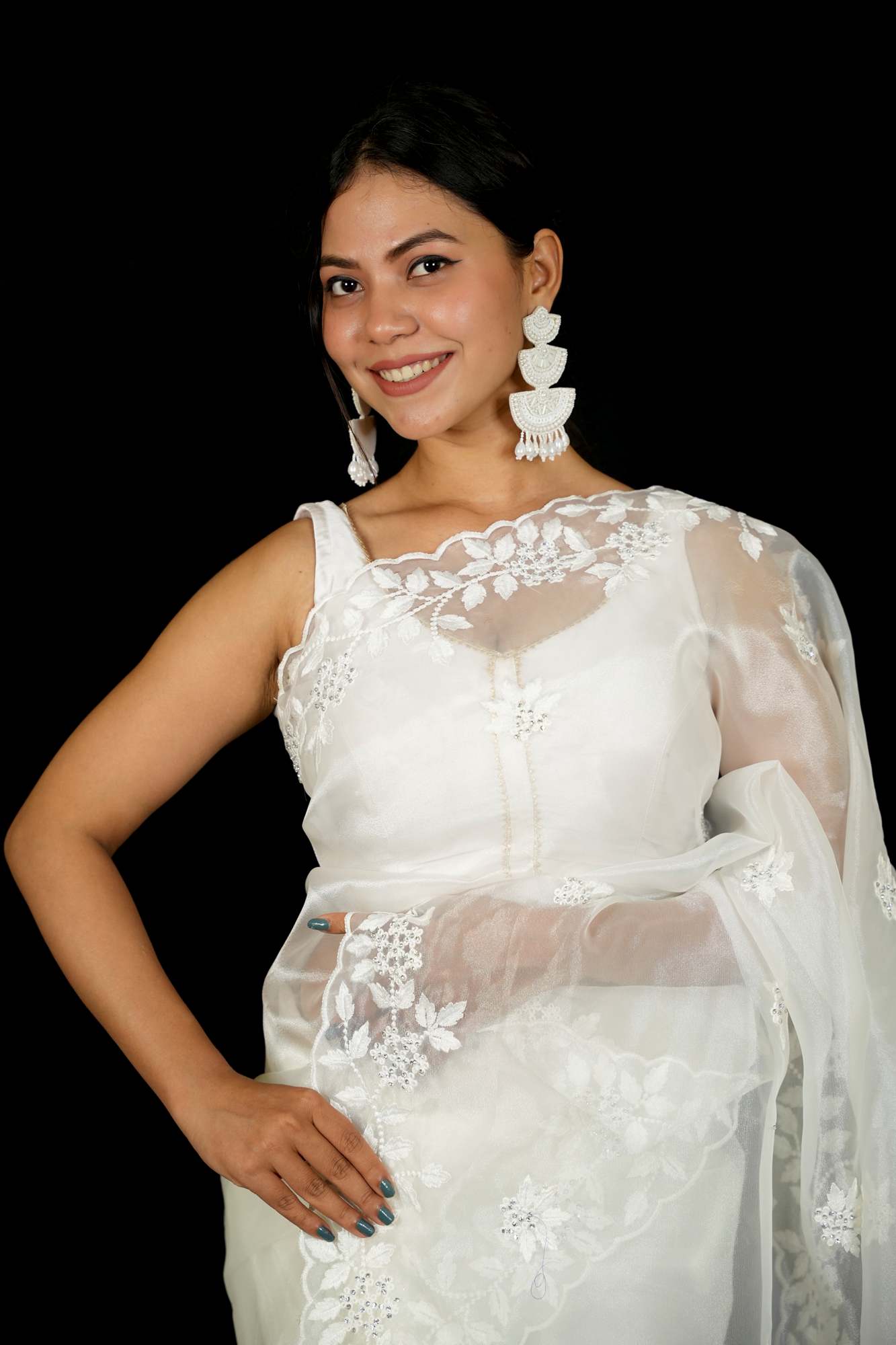 Organza Hand-Embroidered with Sequin Detailing Ready To Wear Saree