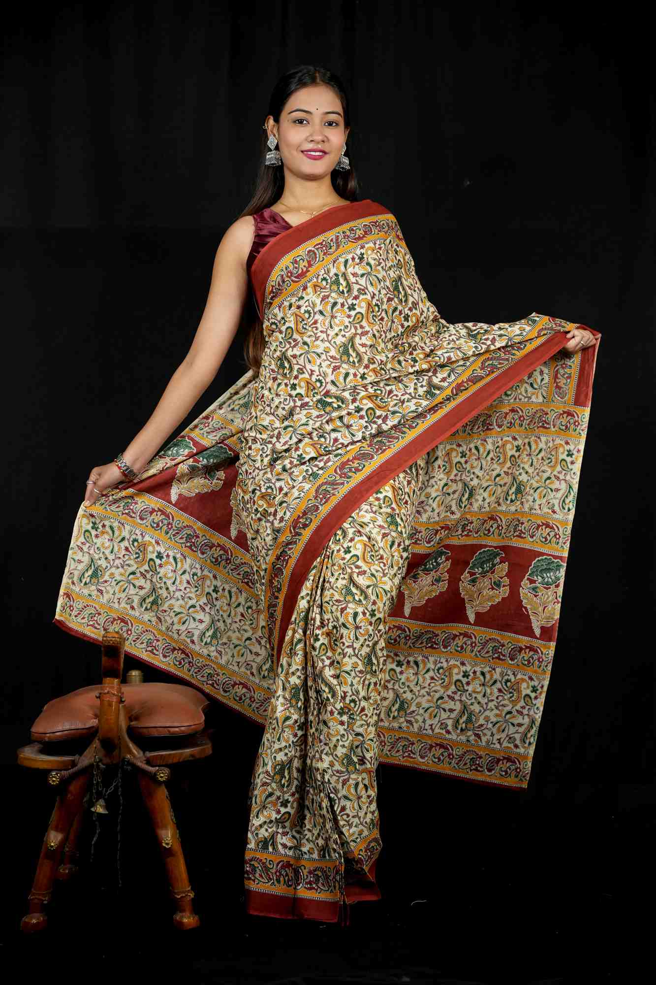 Mulmul Cotton with Hand Block Print Ready to Wear Saree