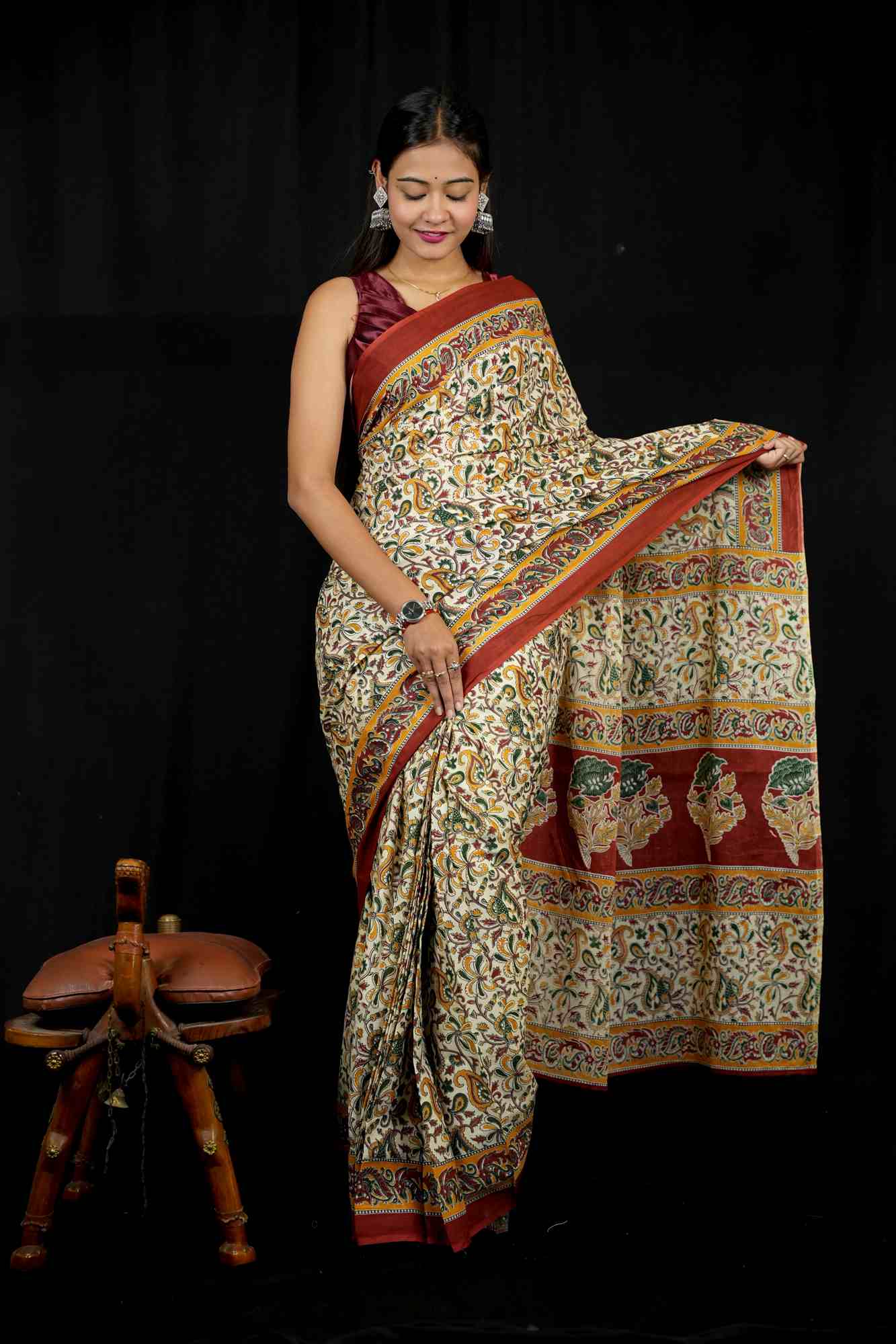 Mulmul Cotton with Hand Block Print Ready to Wear Saree