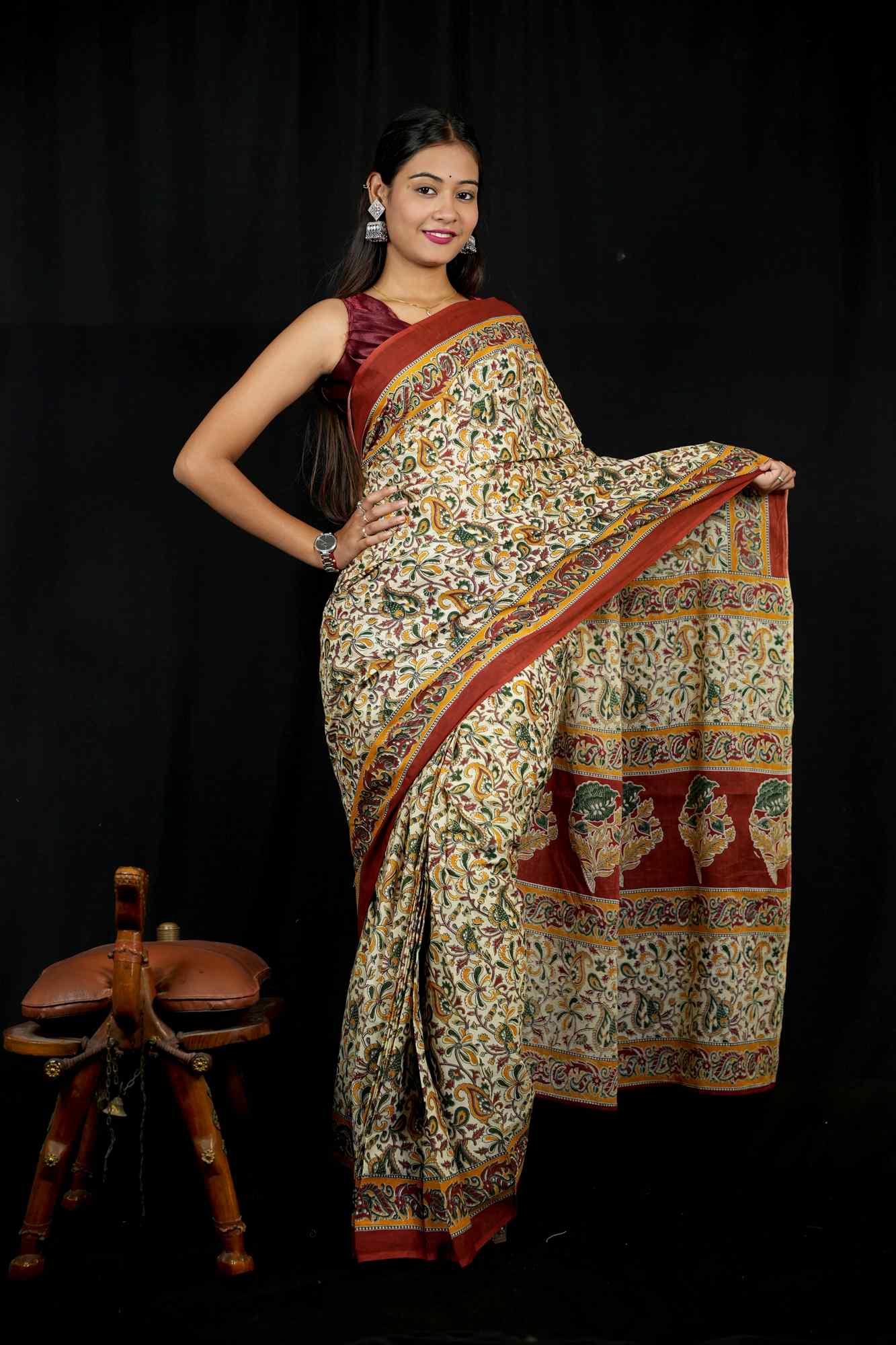 Mulmul Cotton with Hand Block Print Ready to Wear Saree