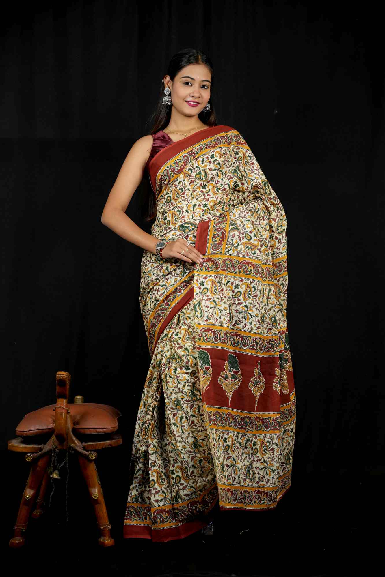 Mulmul Cotton with Hand Block Print Ready to Wear Saree