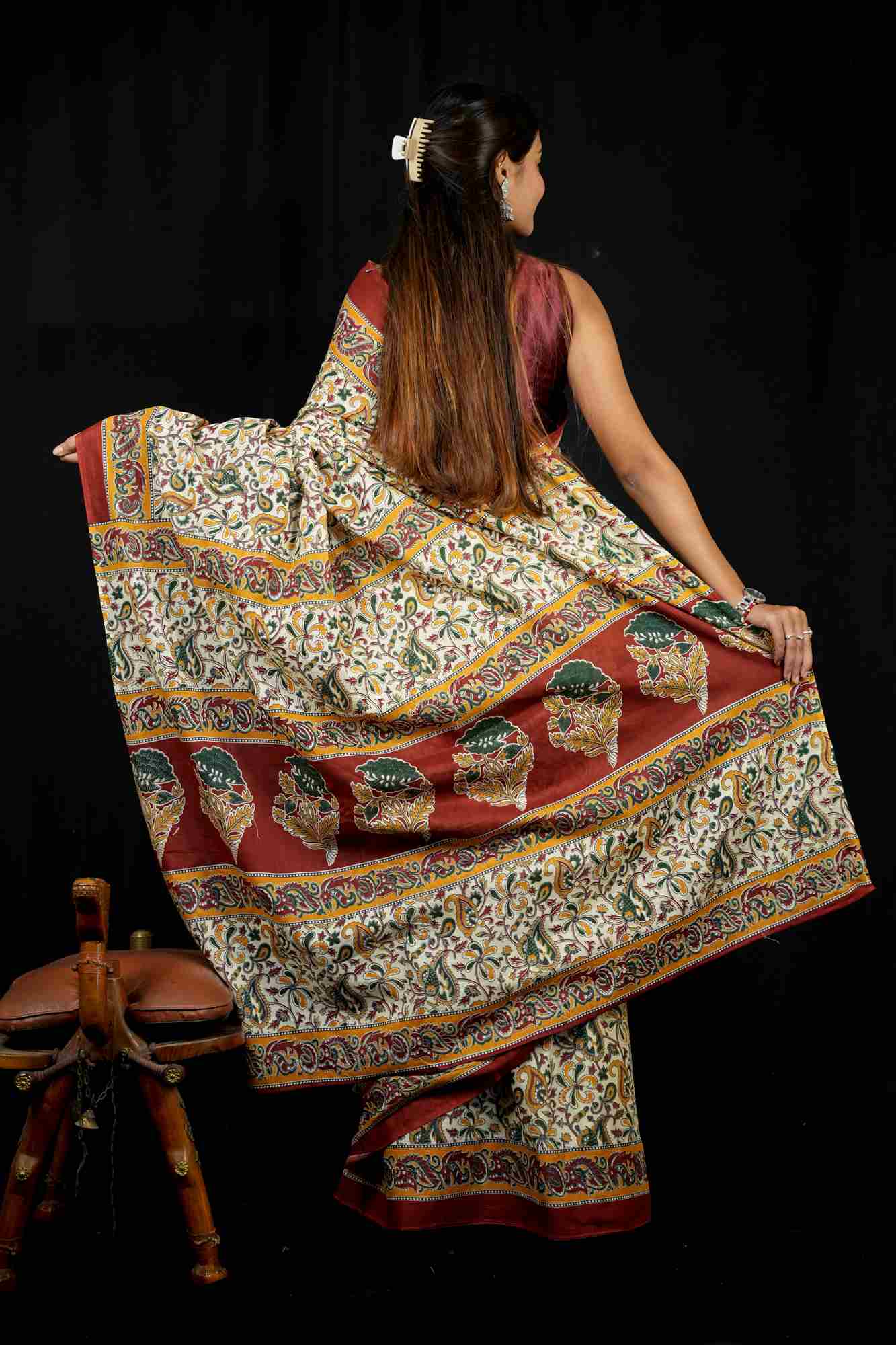 Mulmul Cotton with Hand Block Print Ready to Wear Saree