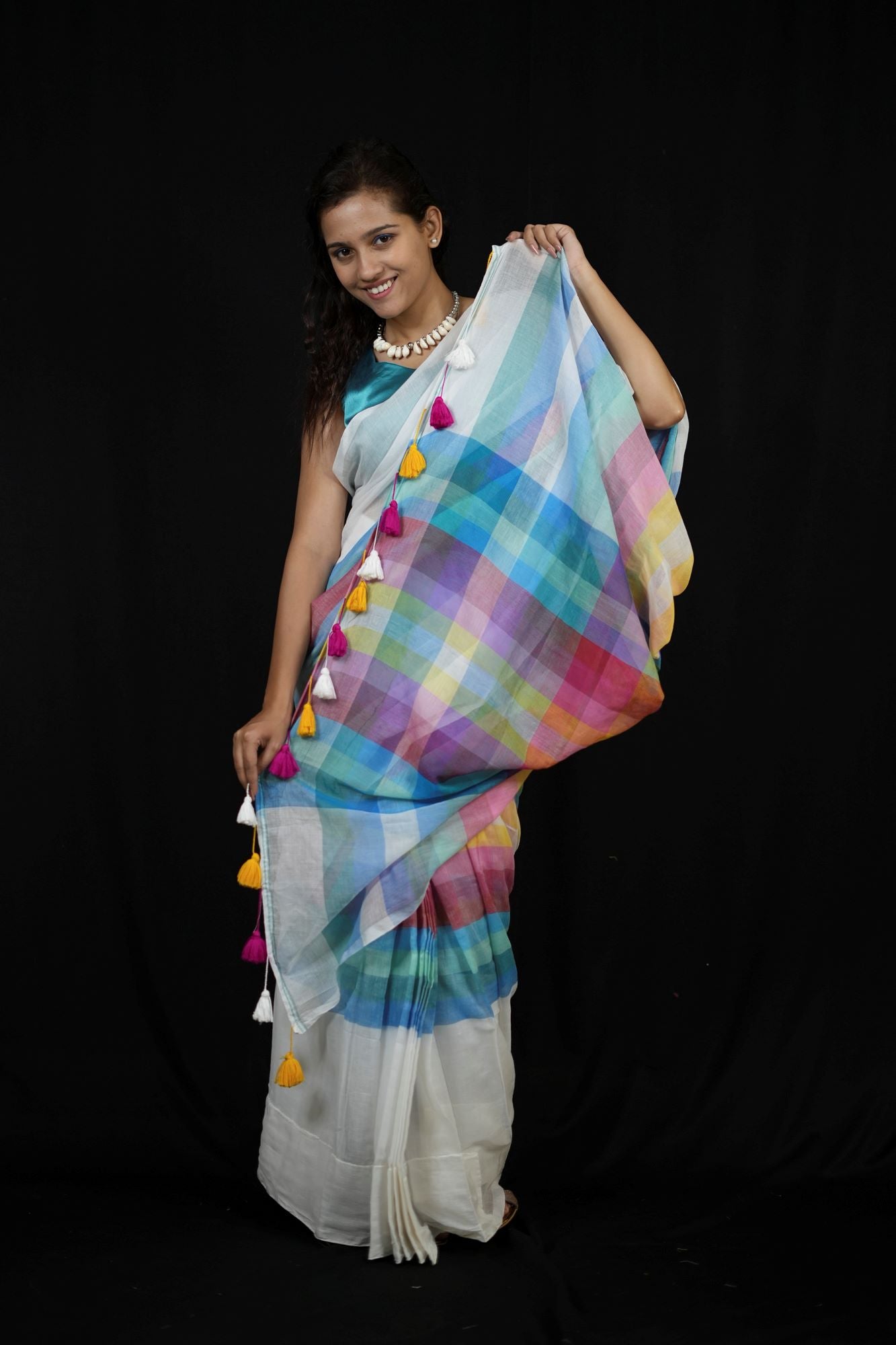 Mul Cotton Pastel Rainbow Ready To Wear Saree