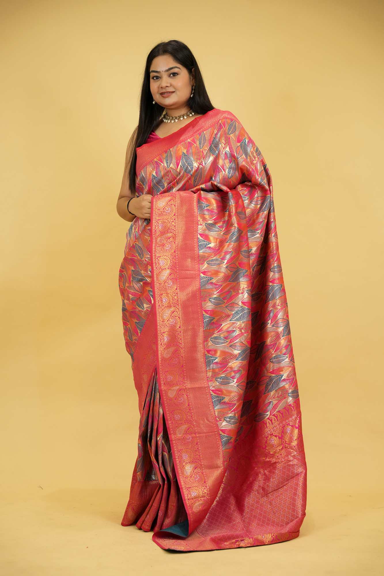 Dhoop Chaav Pink Toned Soft Silk Kanjivaram With zari woven Wrap in 1 minute saree