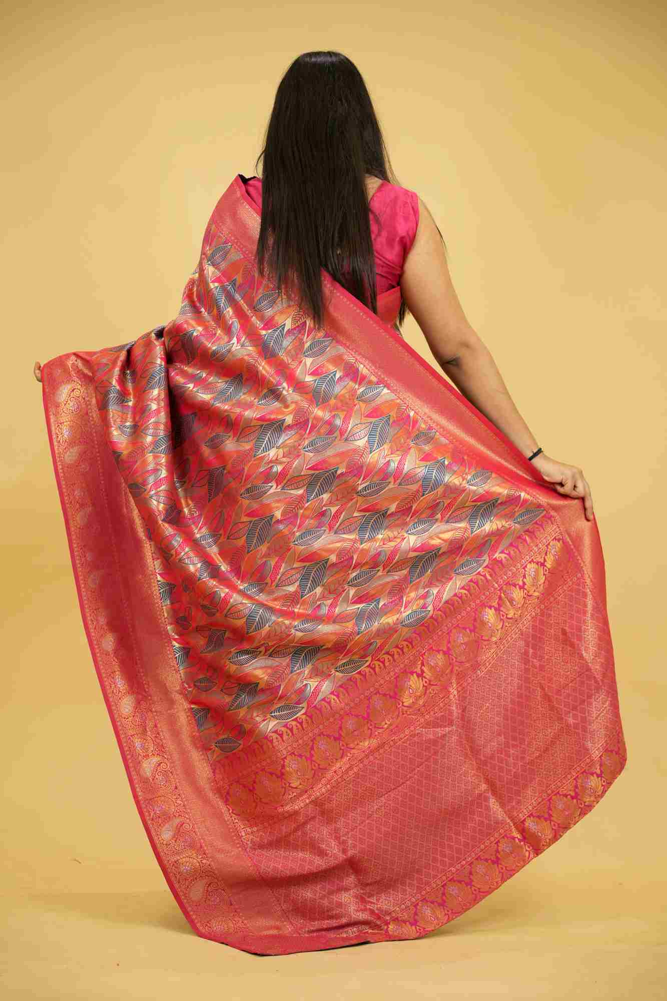 Dhoop Chaav Pink Toned Soft Silk Kanjivaram With zari woven Wrap in 1 minute saree