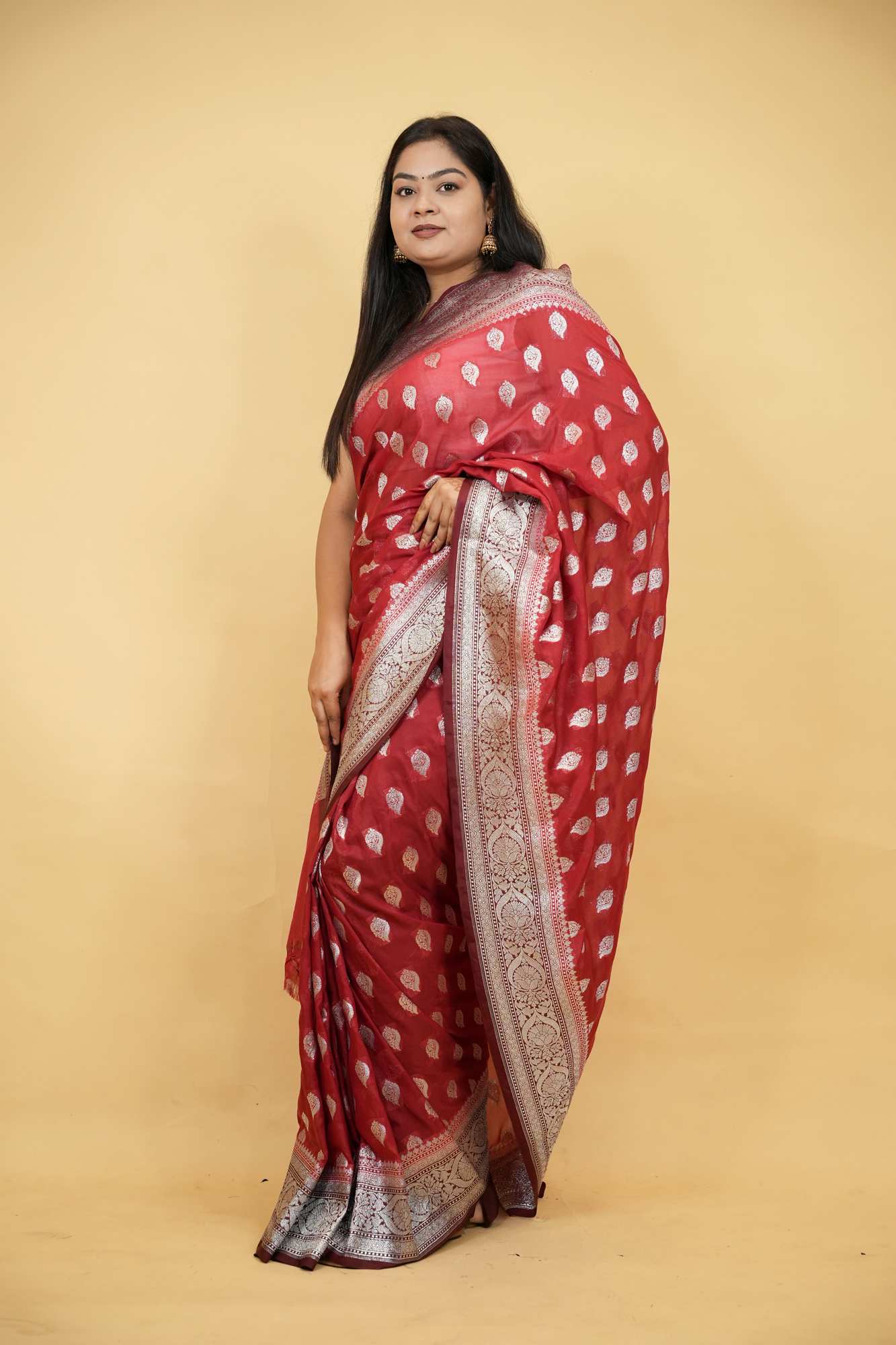 Banarasi georgette Silk With Zari Buttis Work Ready To wear Saree