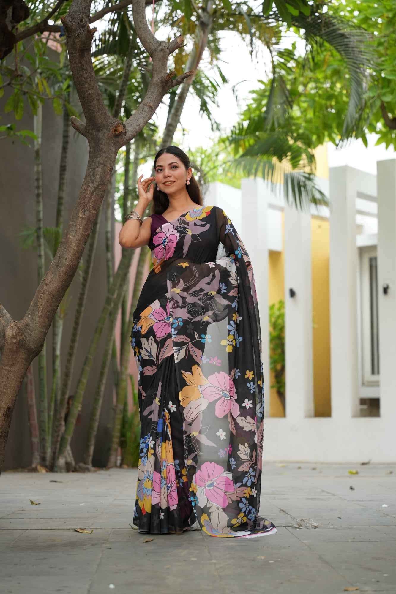 Georgette Summery Prestitched Ready to Wear Saree