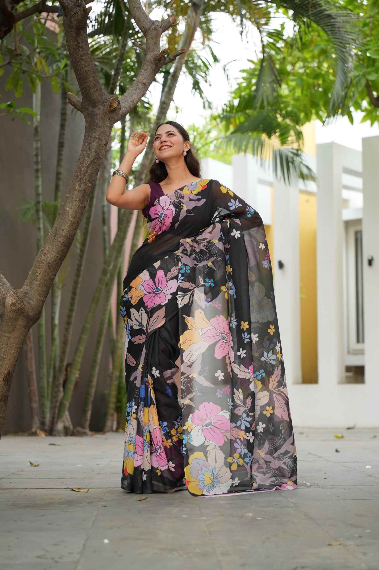 Georgette Summery Prestitched Ready to Wear Saree
