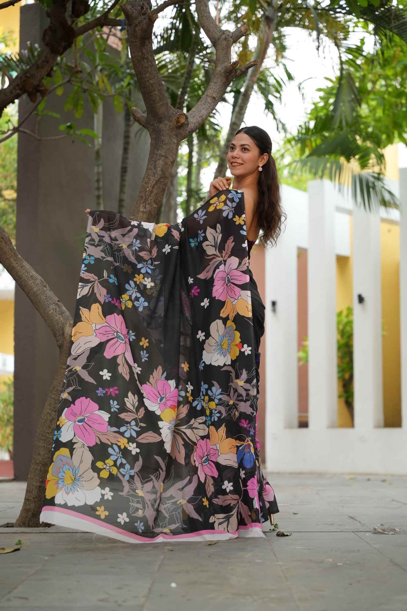 Georgette Summery Prestitched Ready to Wear Saree