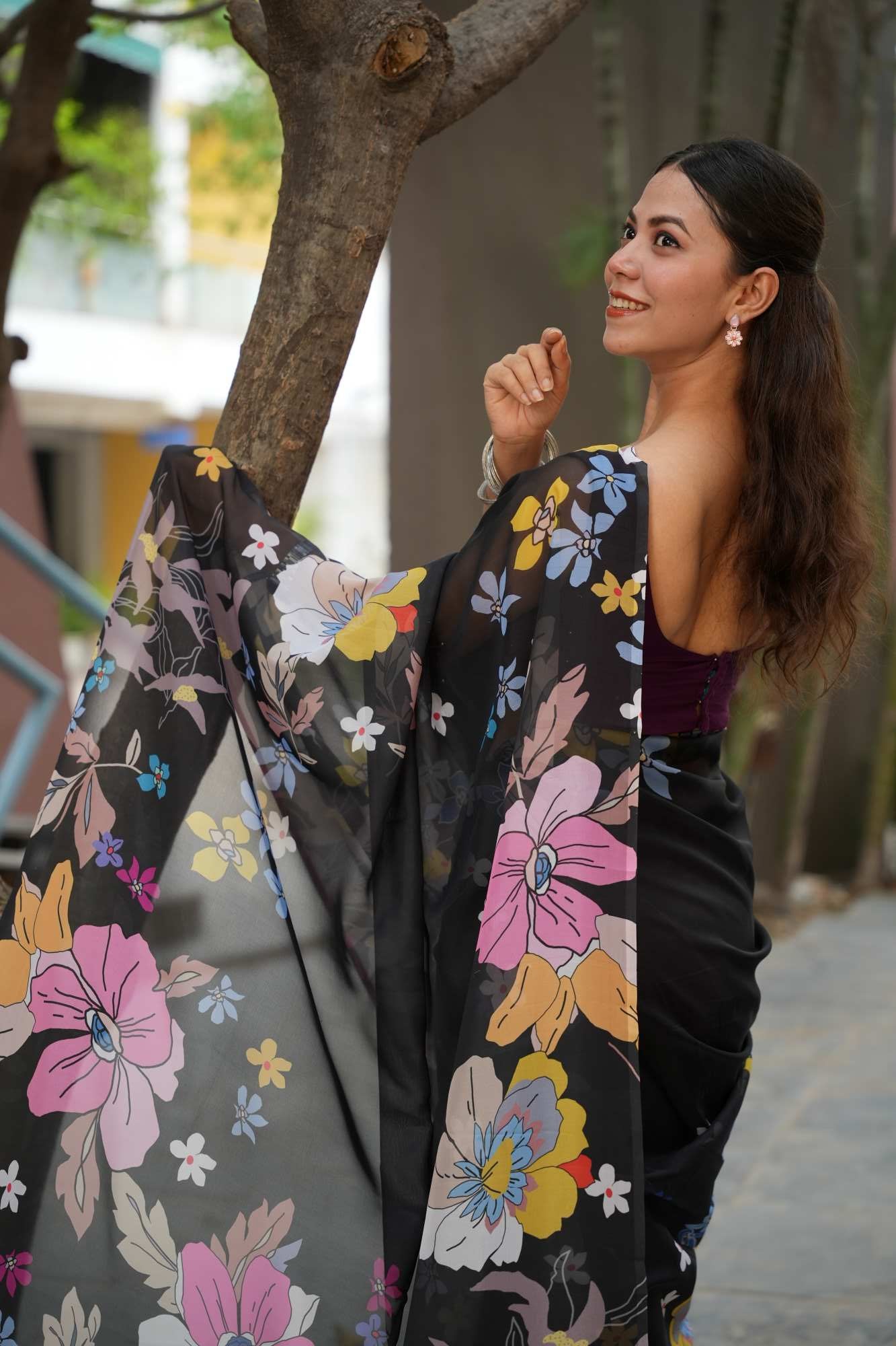 Georgette Summery Prestitched Ready to Wear Saree