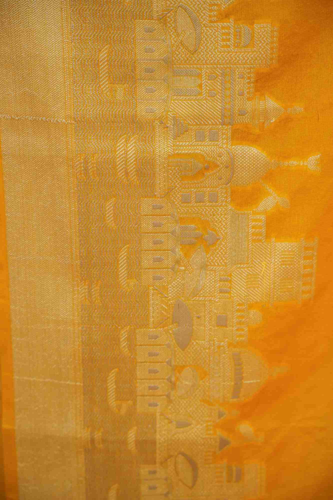 Soft Warm Silk with Zari Ganga Ghat woven Border and Rich Pallu Ready To Wear Saree
