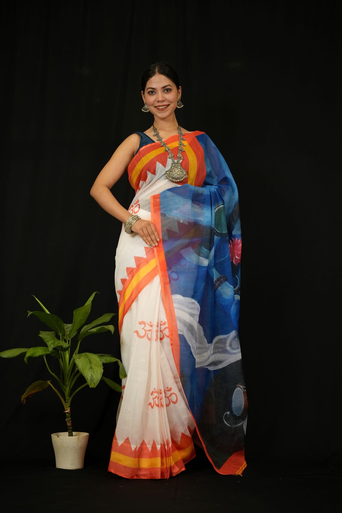 Abstract Art Georgette Saree ready to wear saree