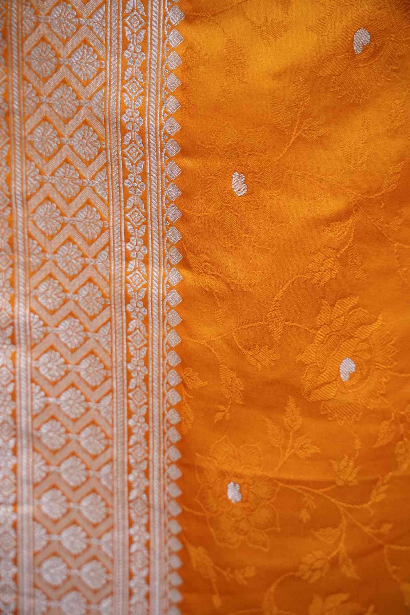 Banarasi Soft Mashru Silk All Over Zari Buti Weave Border Ready To Wear Saree