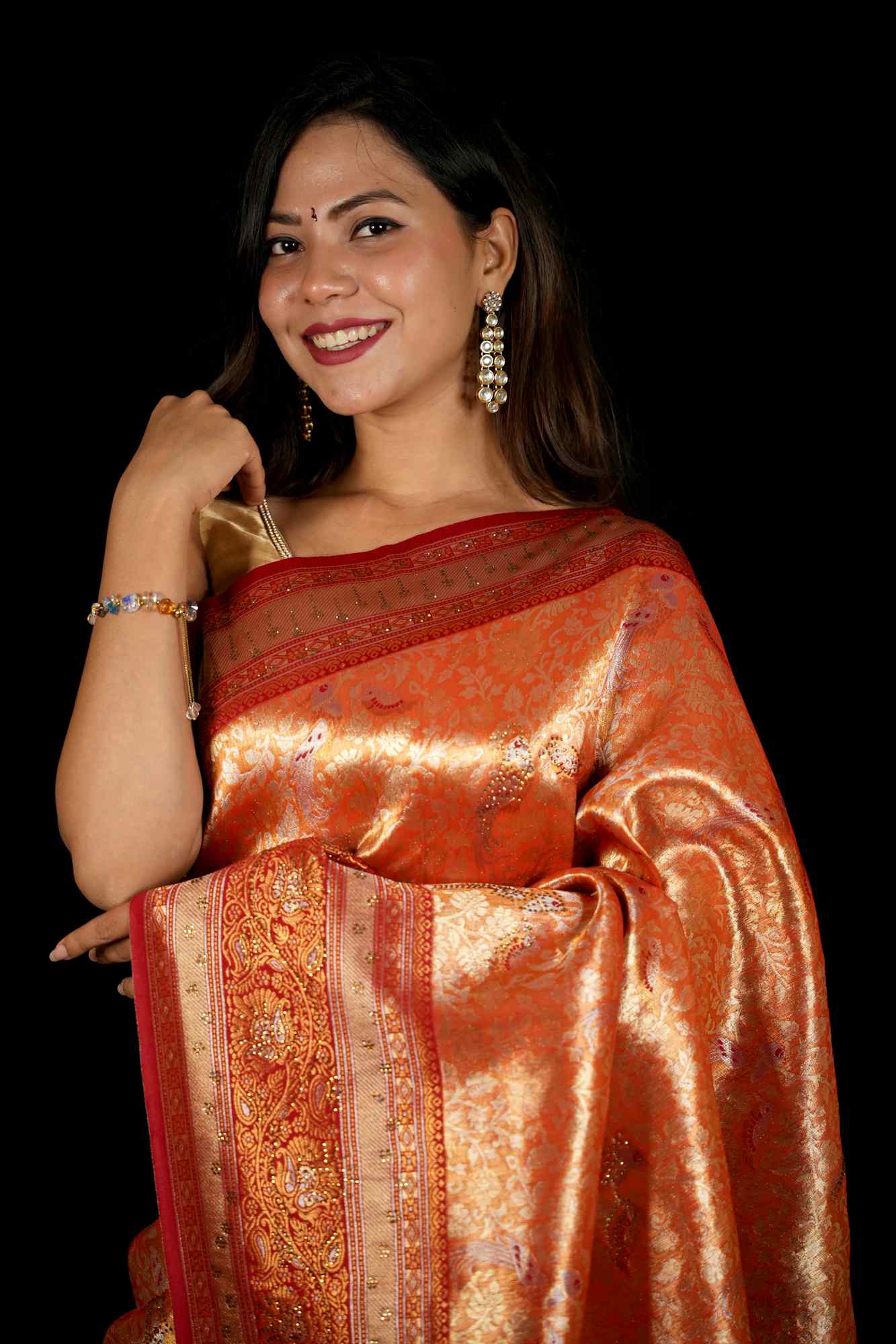 Banarasi with Intricate Zari Weave & Ornate Border Ready To Wear Saree