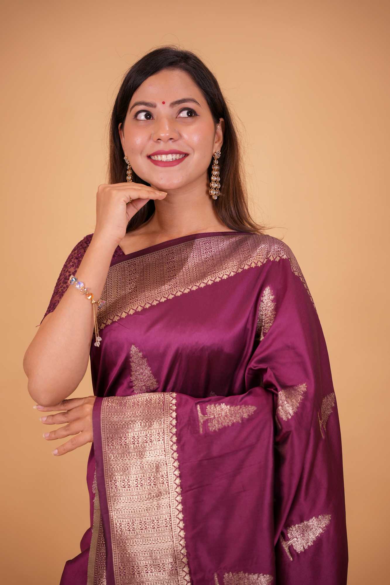 Majestic Wine Silk with Zari Weave and Artistic Pallu Ready To Wear Saree