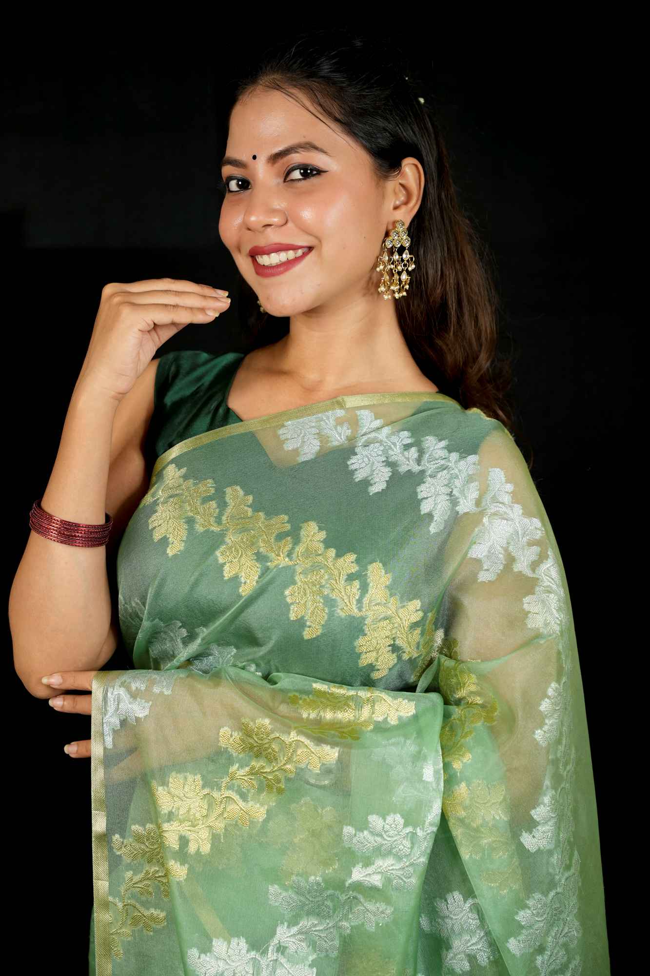 Designer Zari Woven Kora Silk & Ornate Border Ready To Wear Saree