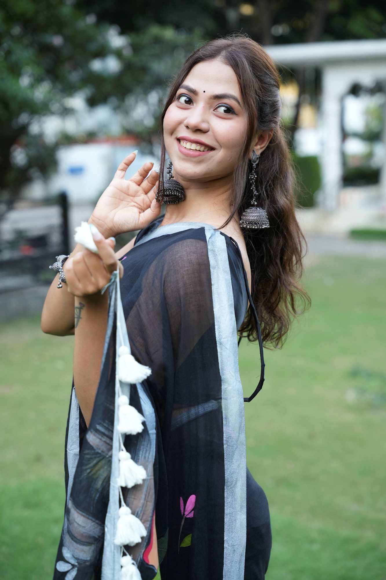 SHAKUNTALA HAND PAINTED PALLU HANDLOOM READY TO WEAR SAREE