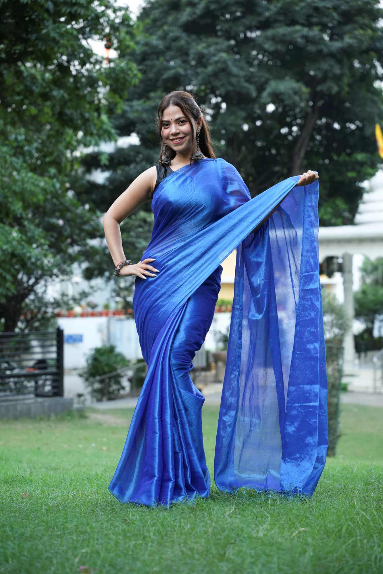 Tissue silk with Two Ton Tassels on palu Ready To Wear Saree