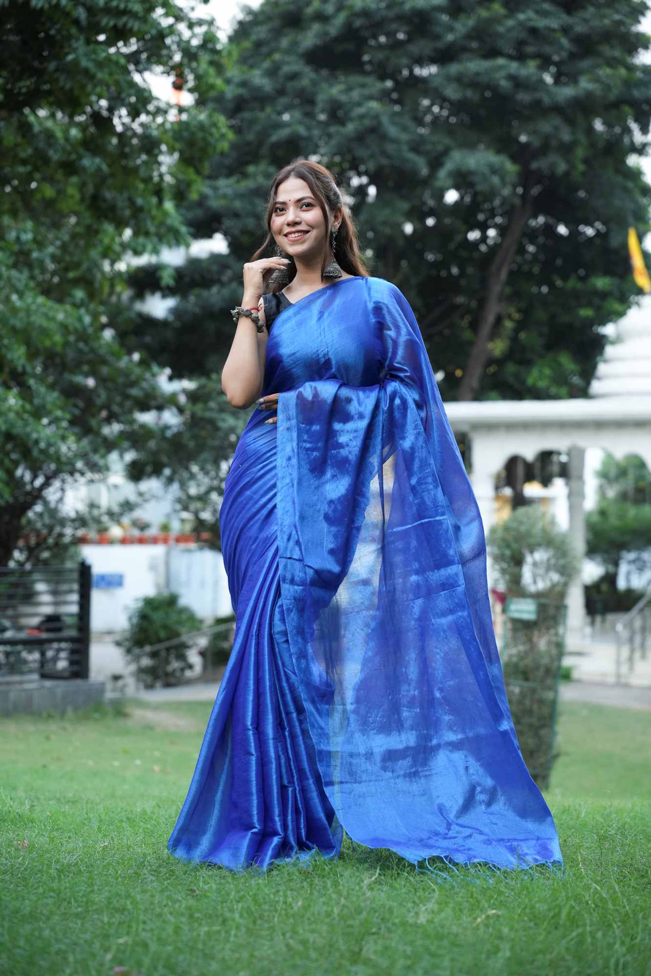 Tissue silk with Two Ton Tassels on palu Ready To Wear Saree