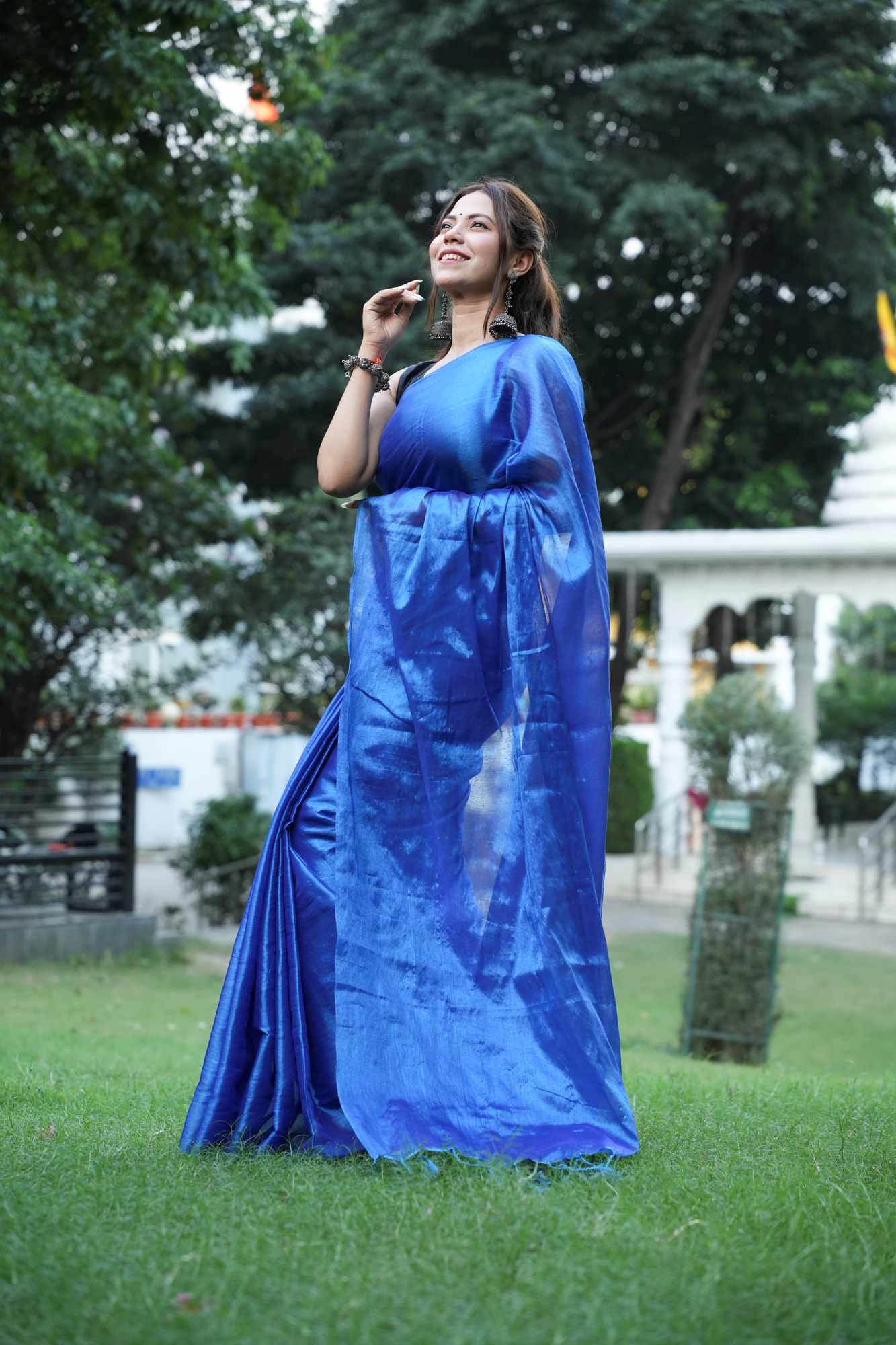 Tissue silk with Two Ton Tassels on palu Ready To Wear Saree