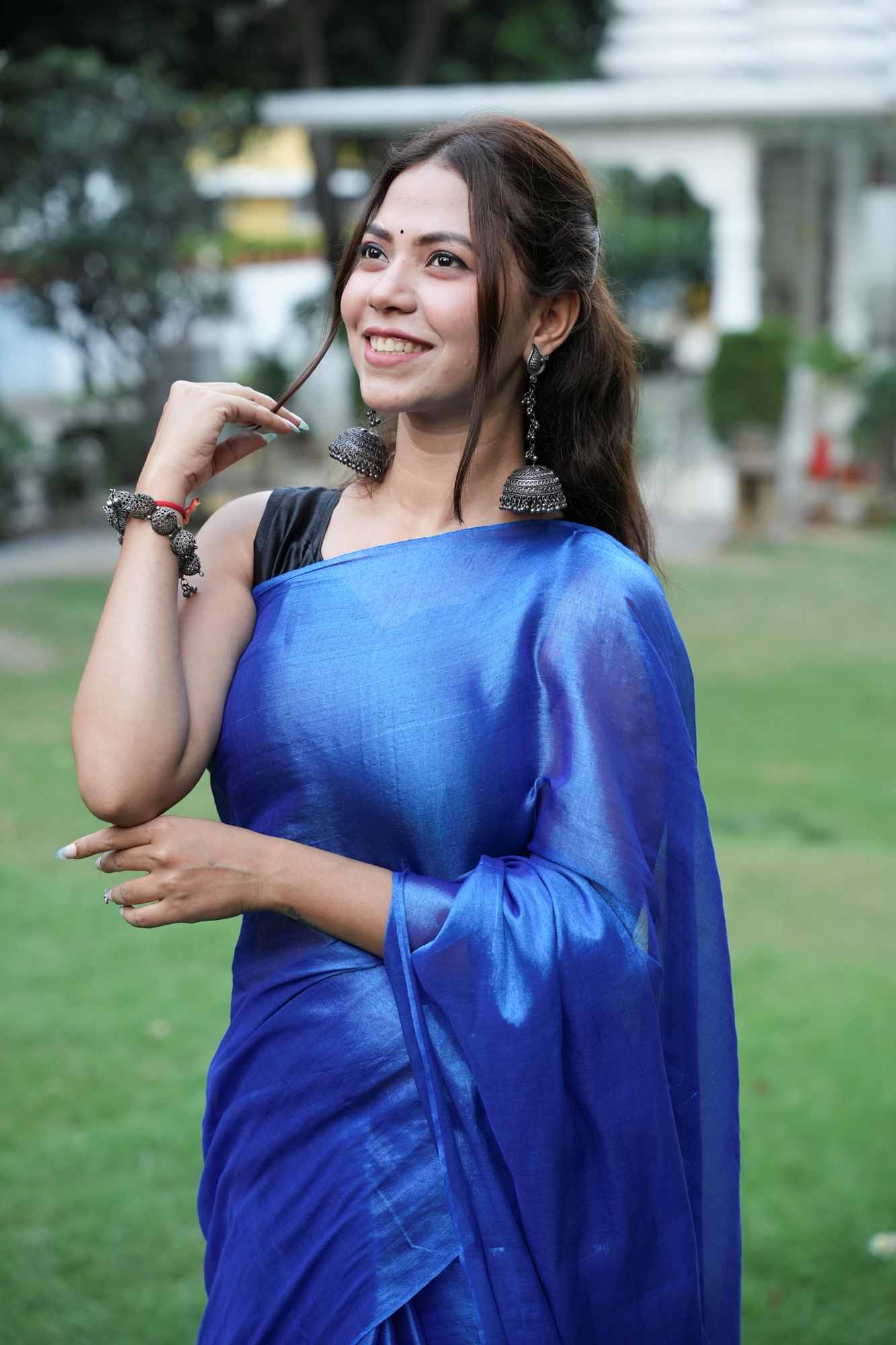 Tissue silk with Two Ton Tassels on palu Ready To Wear Saree