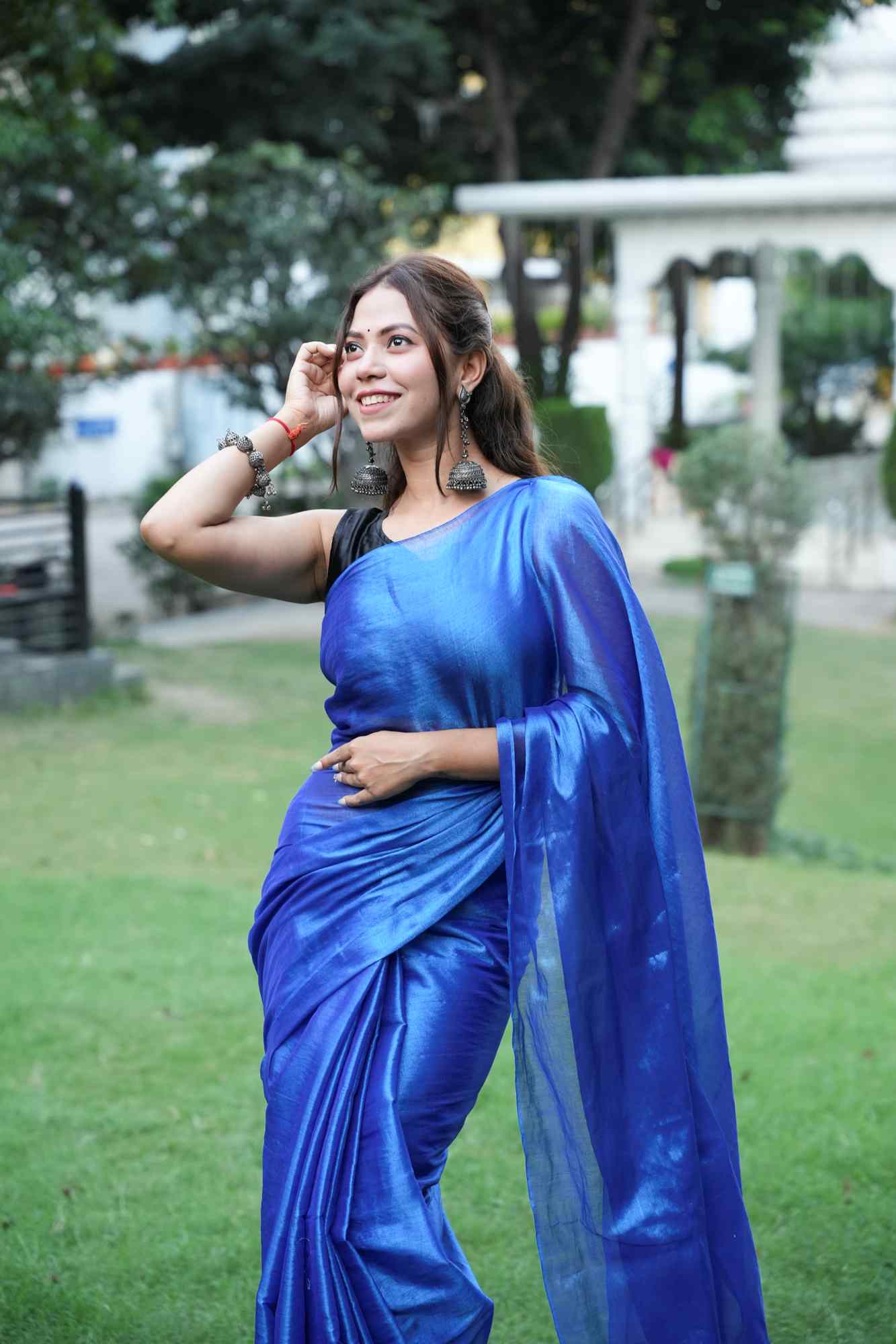 Tissue silk with Two Ton Tassels on palu Ready To Wear Saree