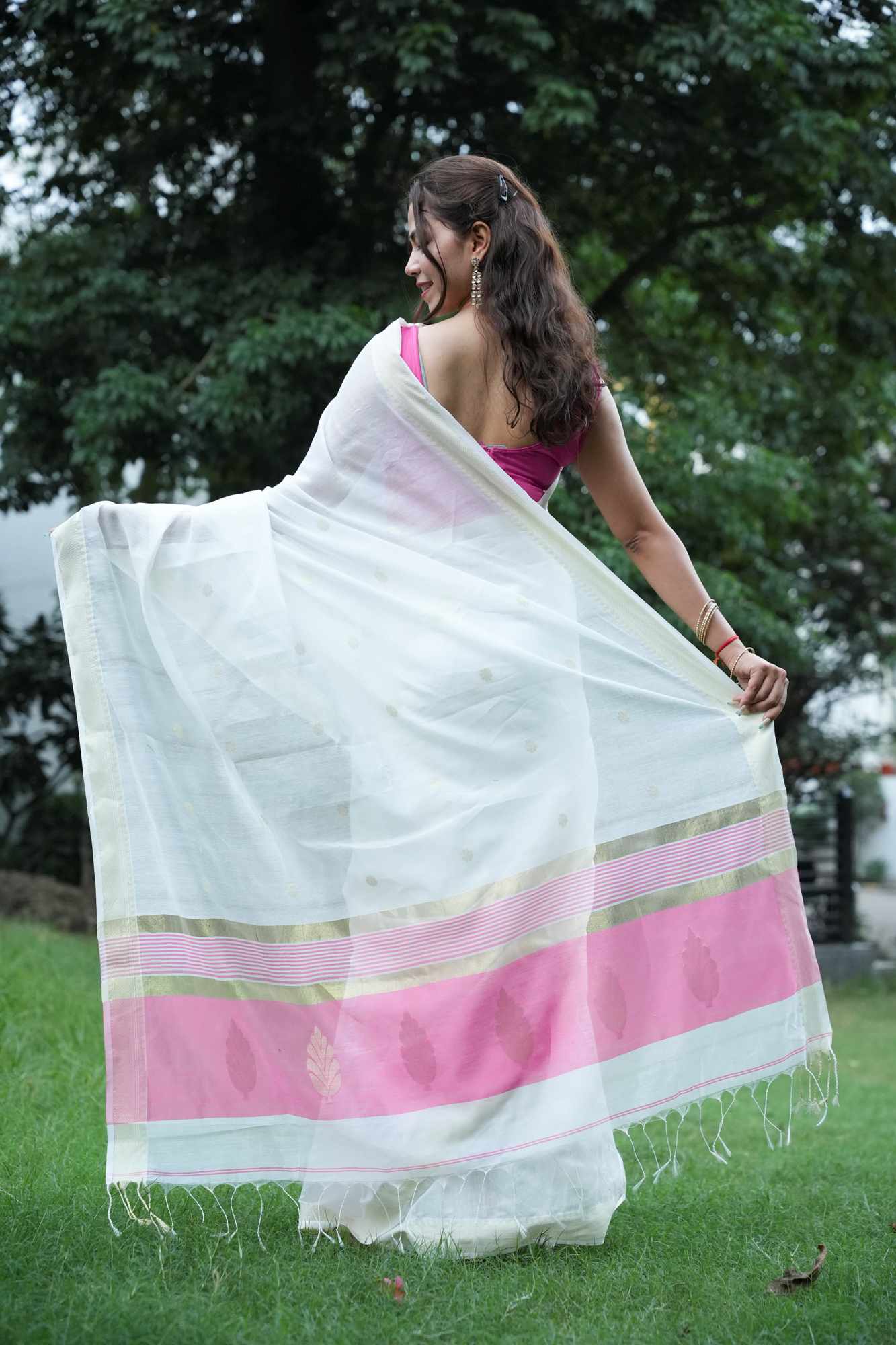 Madurai Soft Cotton with Anchal Zari Work Contrast Pallu Ready To Wear Saree