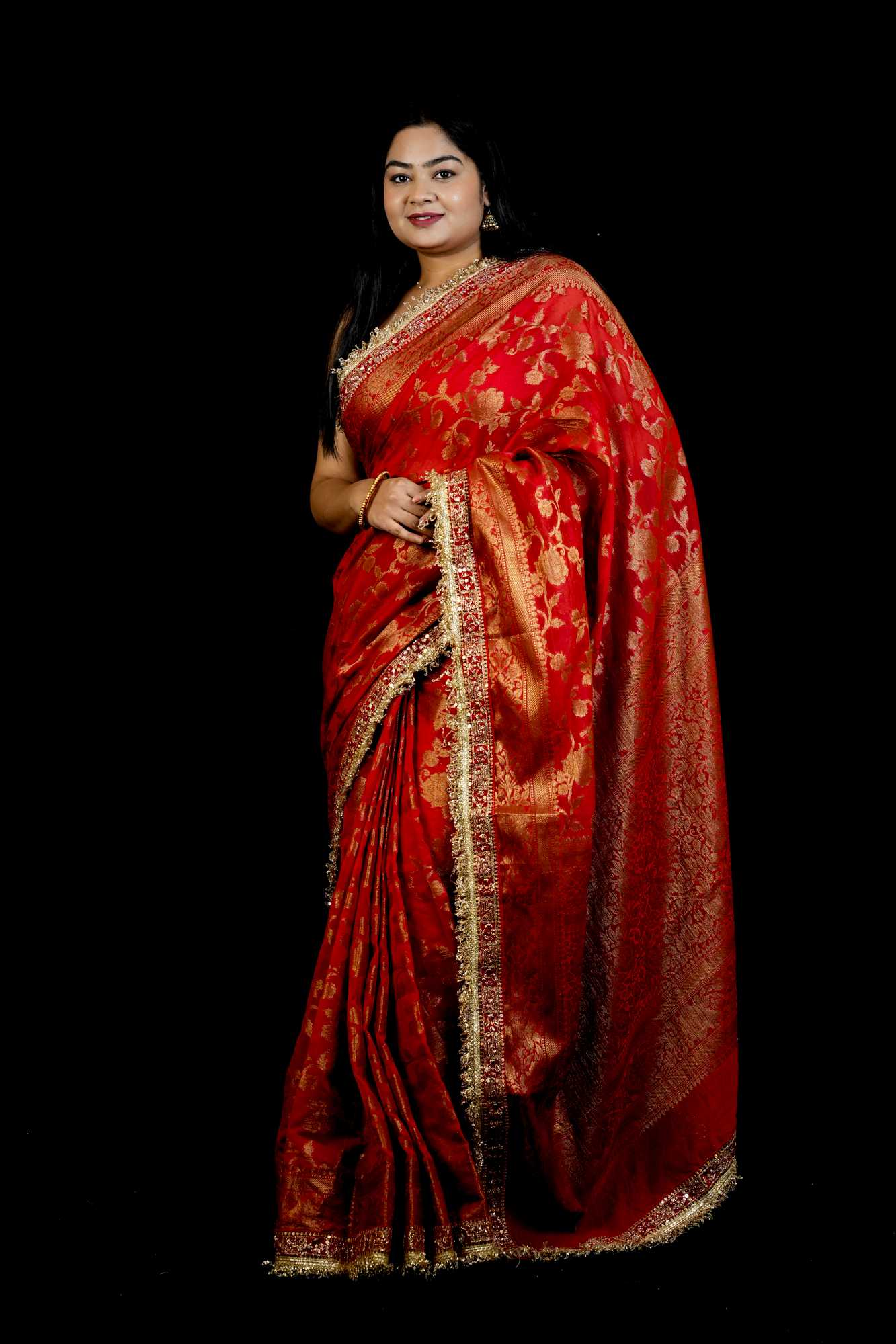 Banarasi georgette silk with Intricate Gold Zari Work Ready To Wear Saree