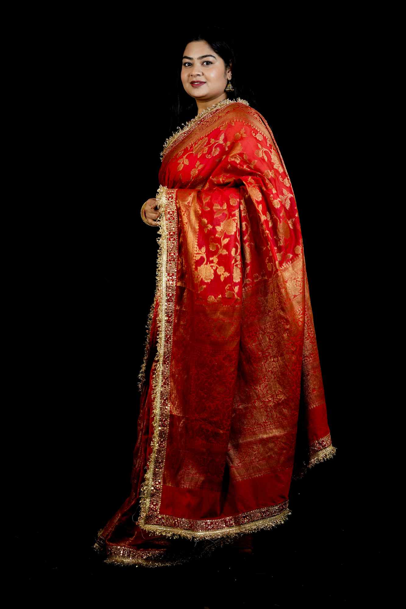 Banarasi georgette silk with Intricate Gold Zari Work Ready To Wear Saree