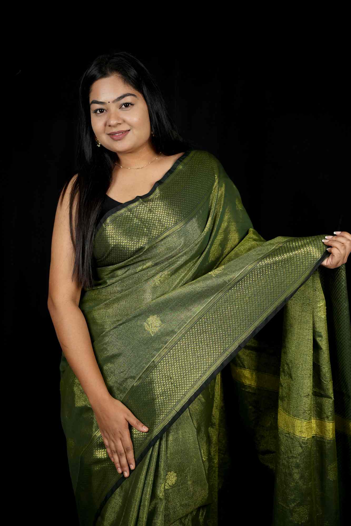 Cotton with Checked Weave & Border Ready To Wear Saree