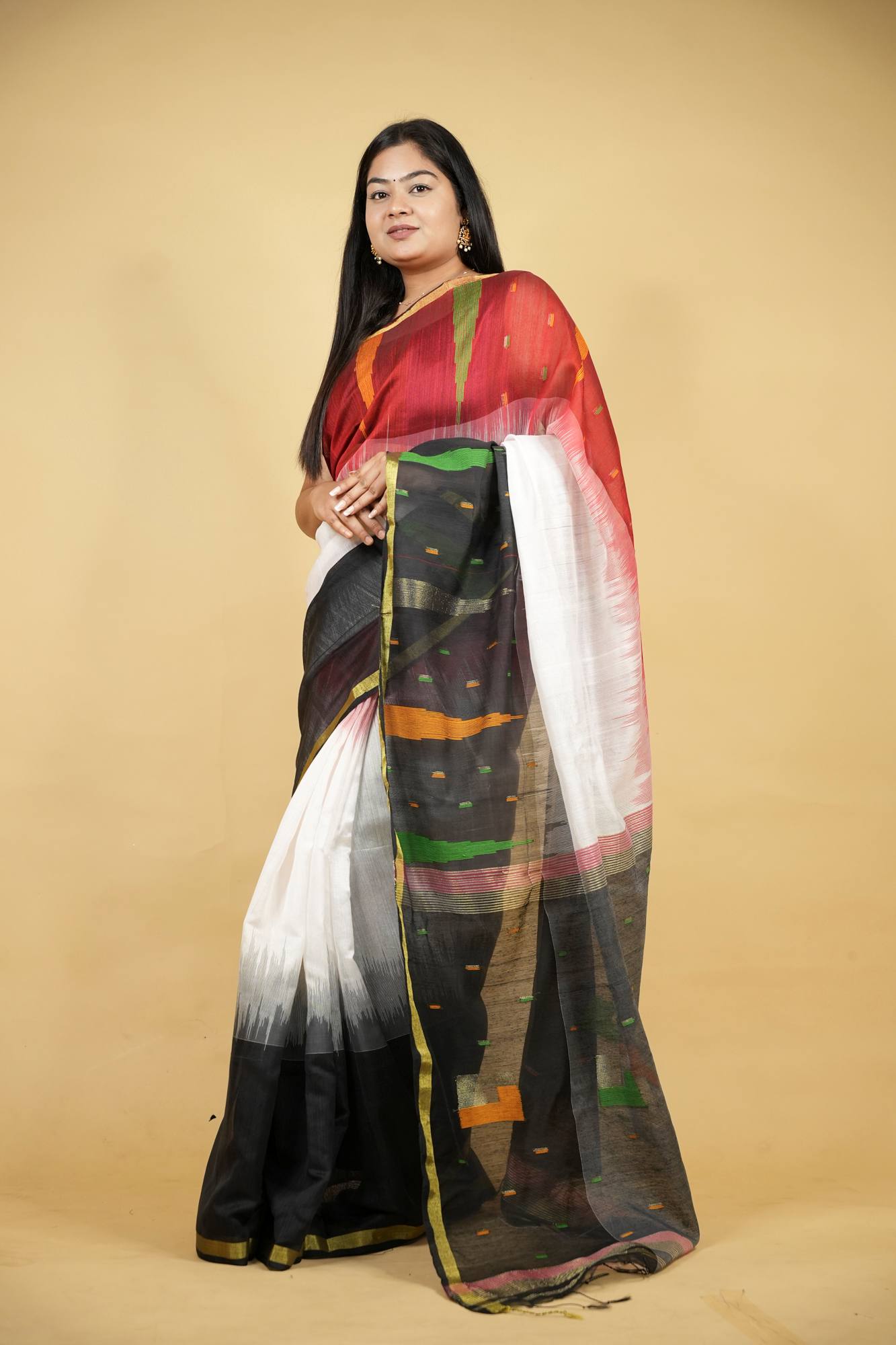 Cotton-Silk with Ganga Jamuna Border Ready To Wear Saree