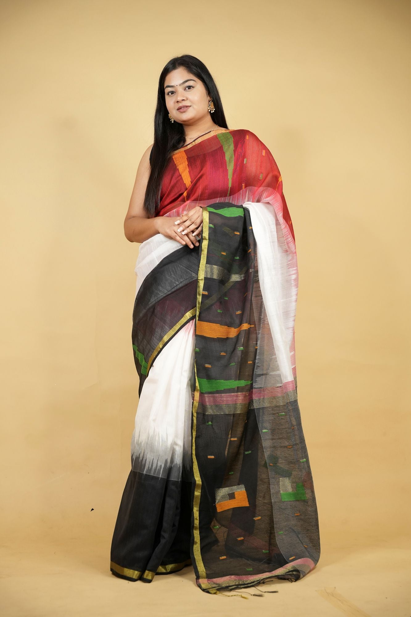 Cotton-Silk with Ganga Jamuna Border Ready To Wear Saree
