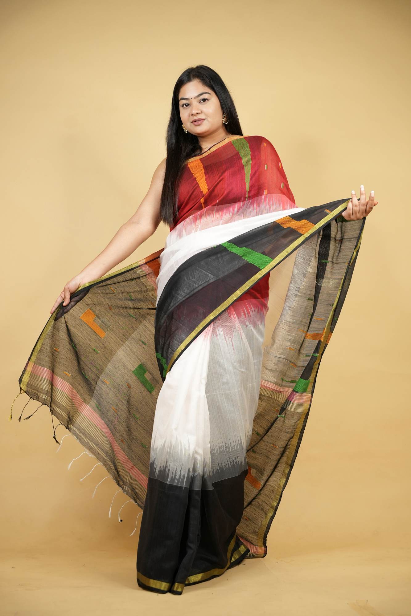 Cotton-Silk with Ganga Jamuna Border Ready To Wear Saree