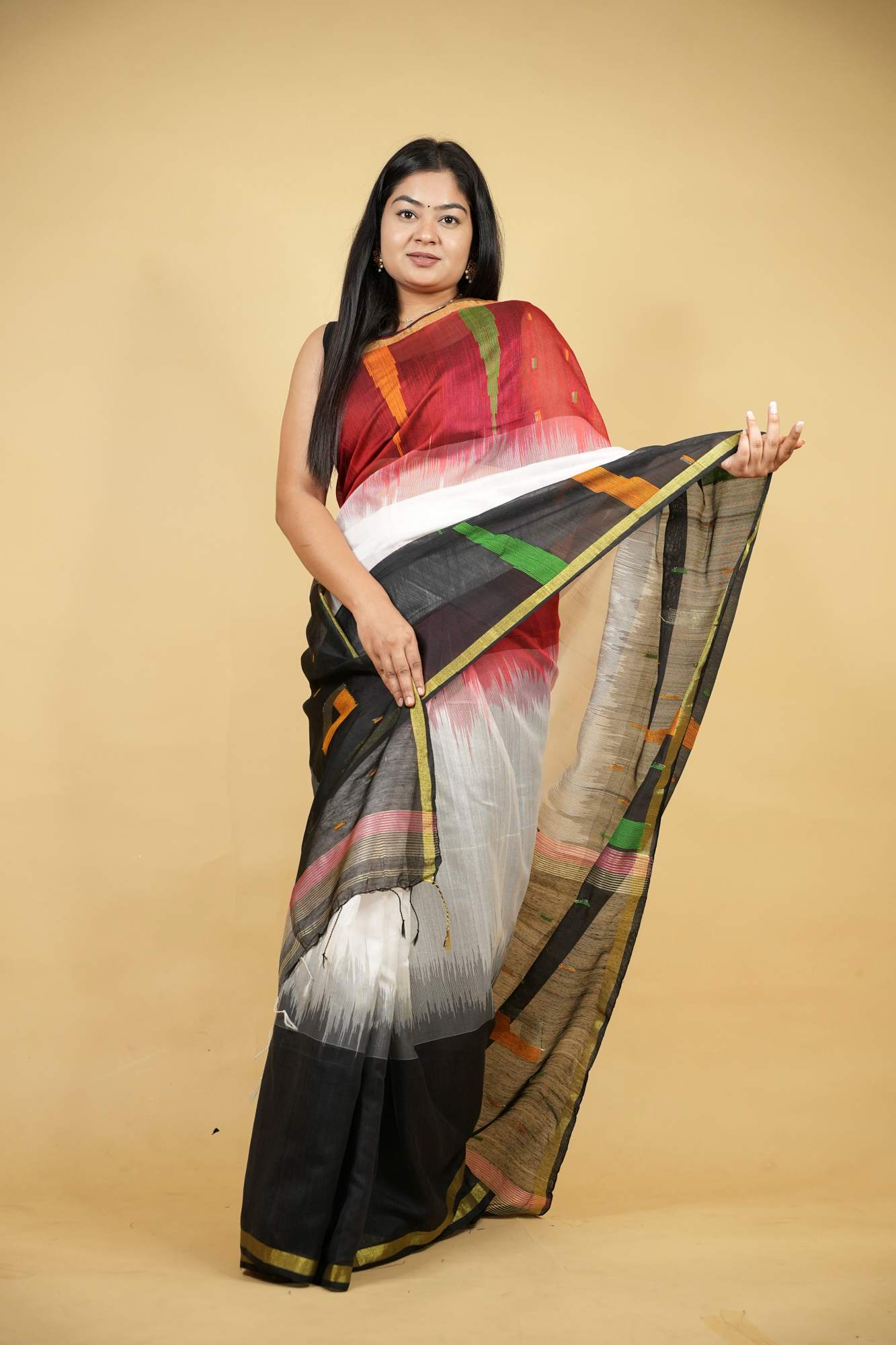 Cotton-Silk with Ganga Jamuna Border Ready To Wear Saree