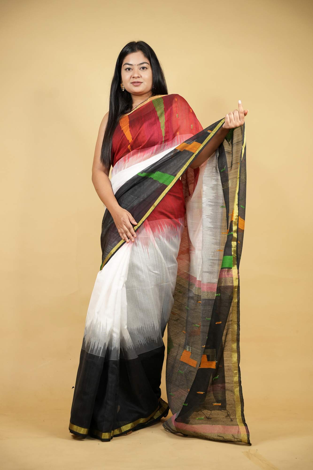 Cotton-Silk with Ganga Jamuna Border Ready To Wear Saree