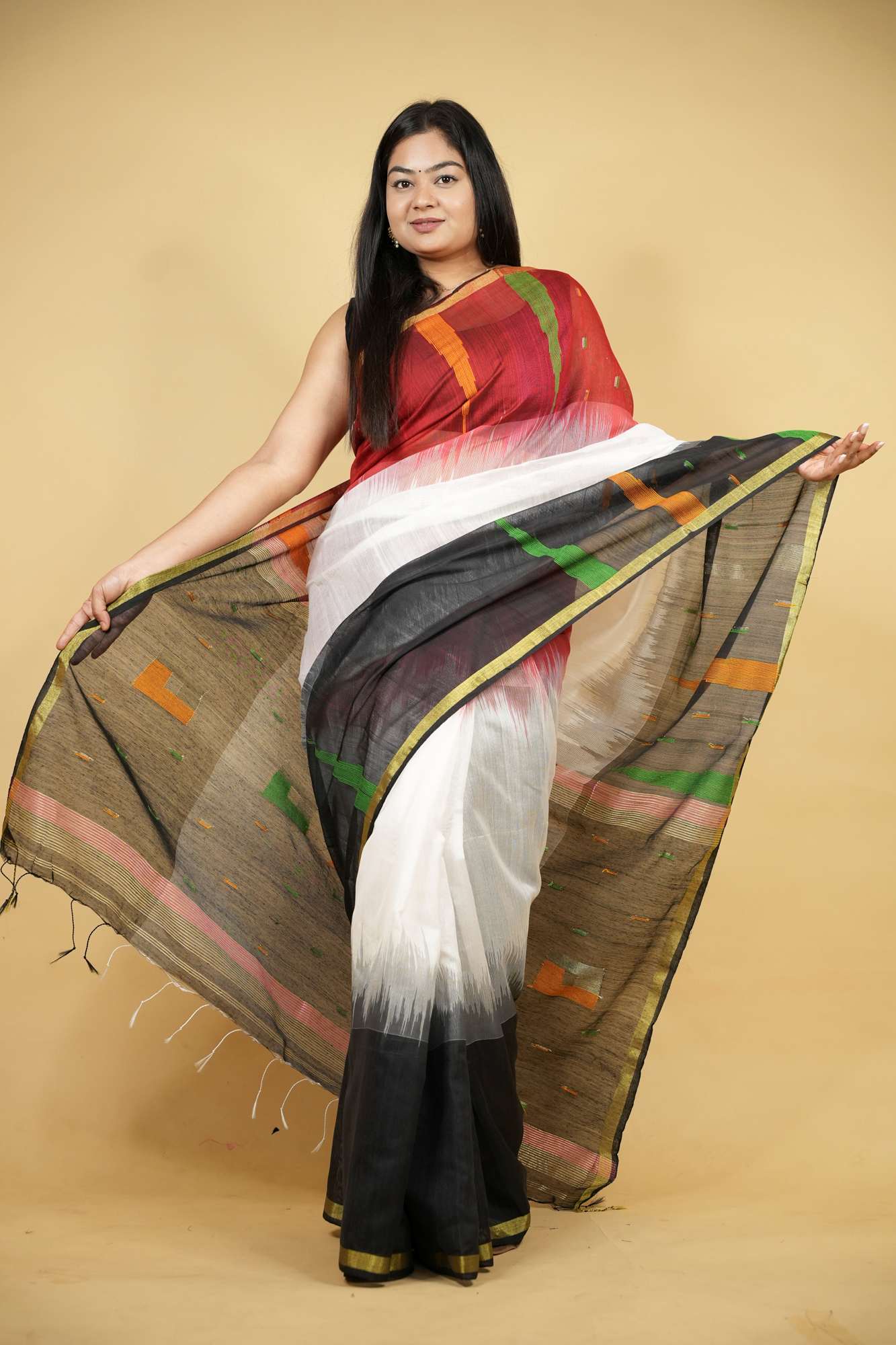 Cotton-Silk with Ganga Jamuna Border Ready To Wear Saree