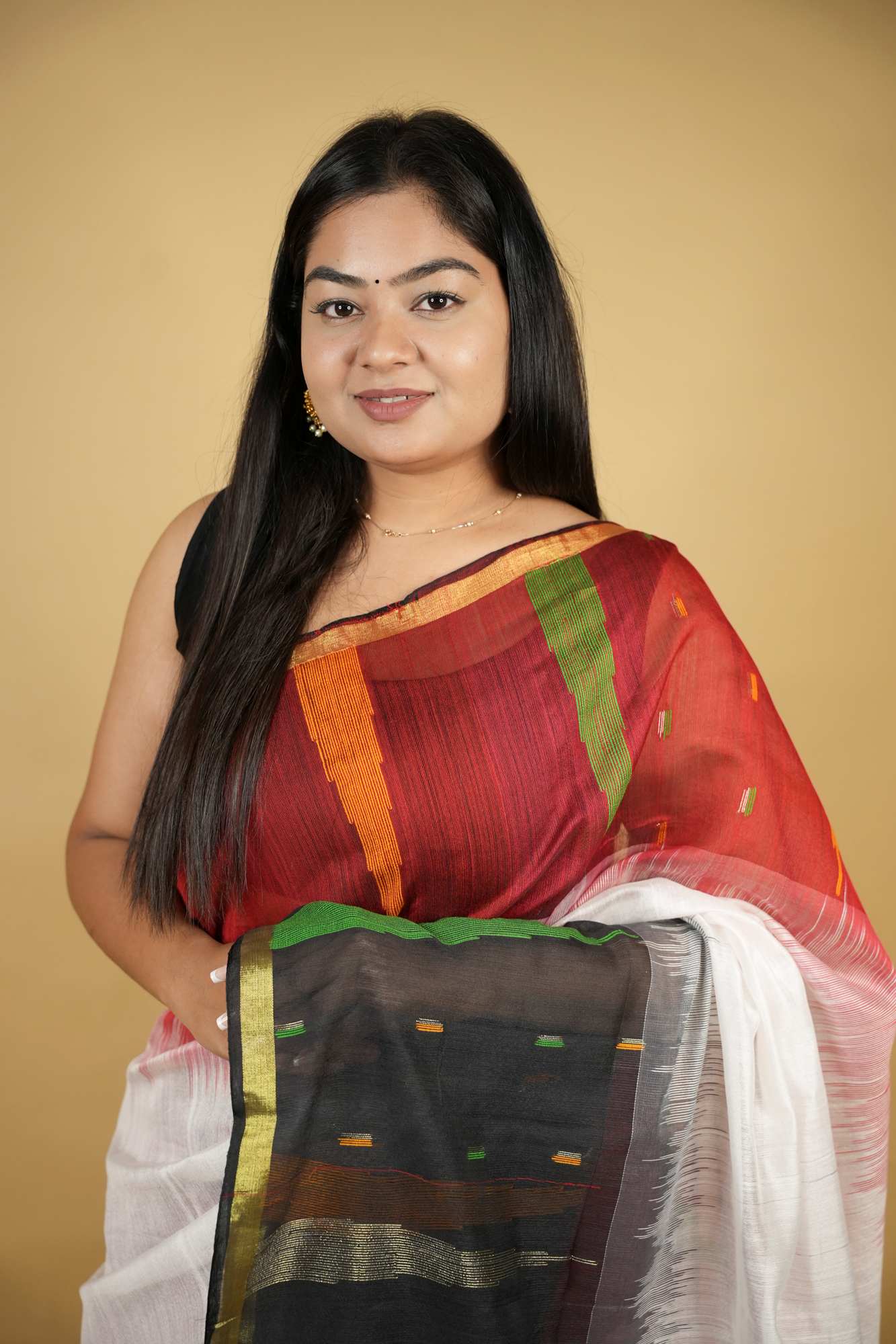 Cotton-Silk with Ganga Jamuna Border Ready To Wear Saree