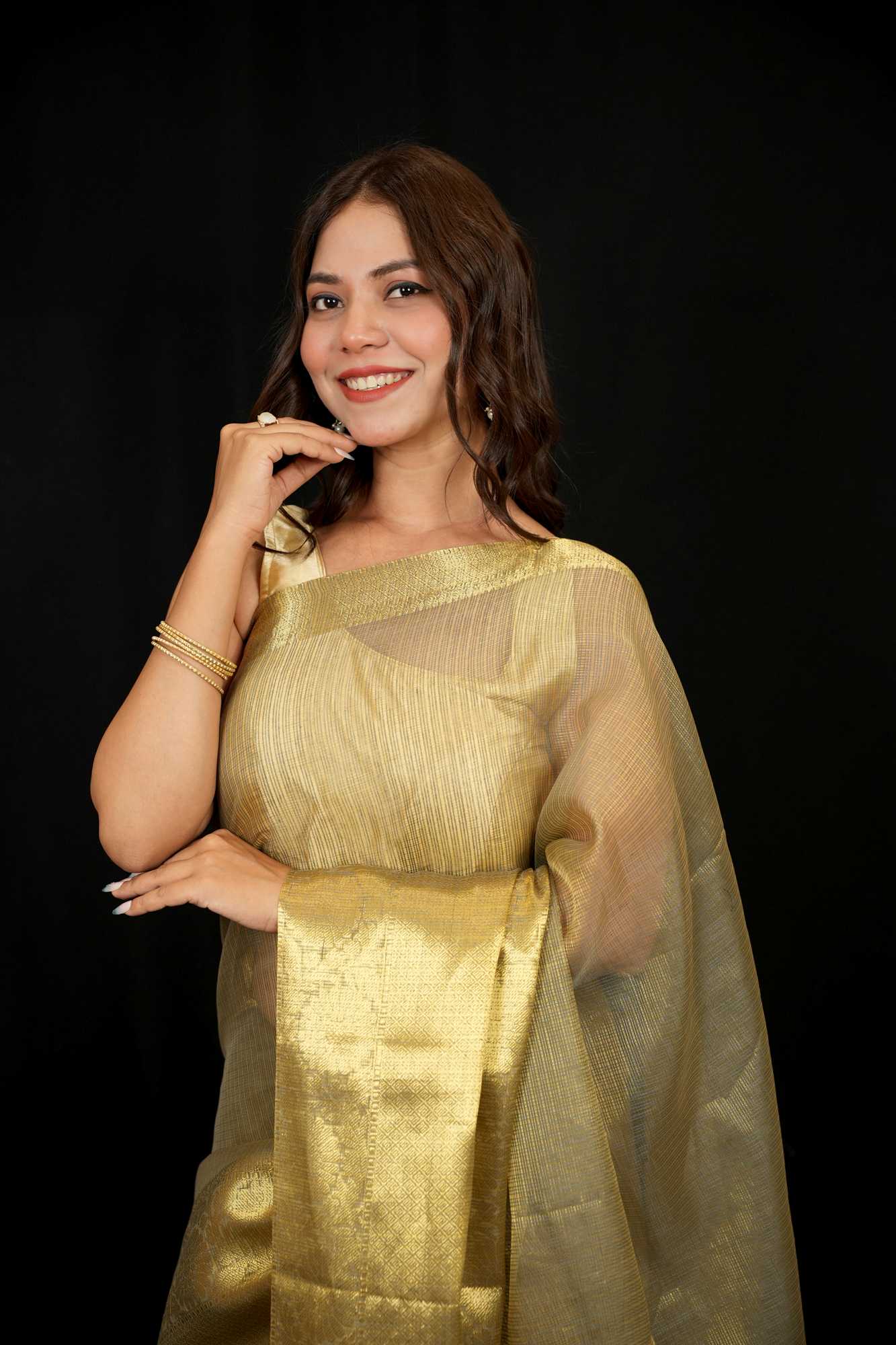 Banarasi Tissue Silk gold zari woven Ready To Wear Saree