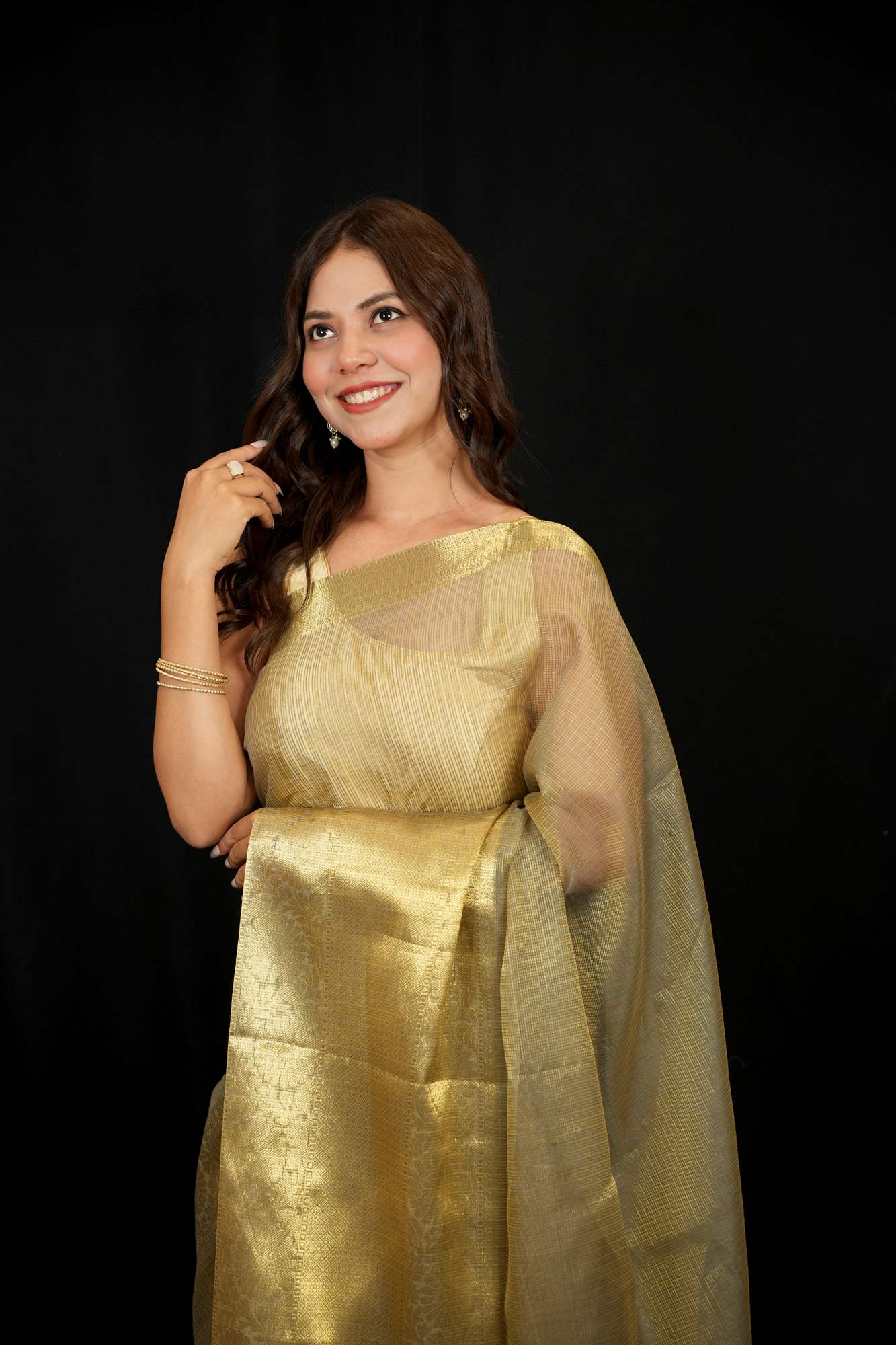 Banarasi Tissue Silk gold zari woven Ready To Wear Saree