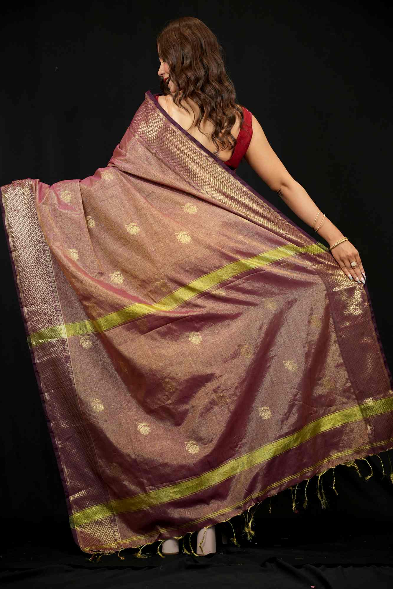 Maheswari Cotton All Over Zari weave Ready To Wear Saree