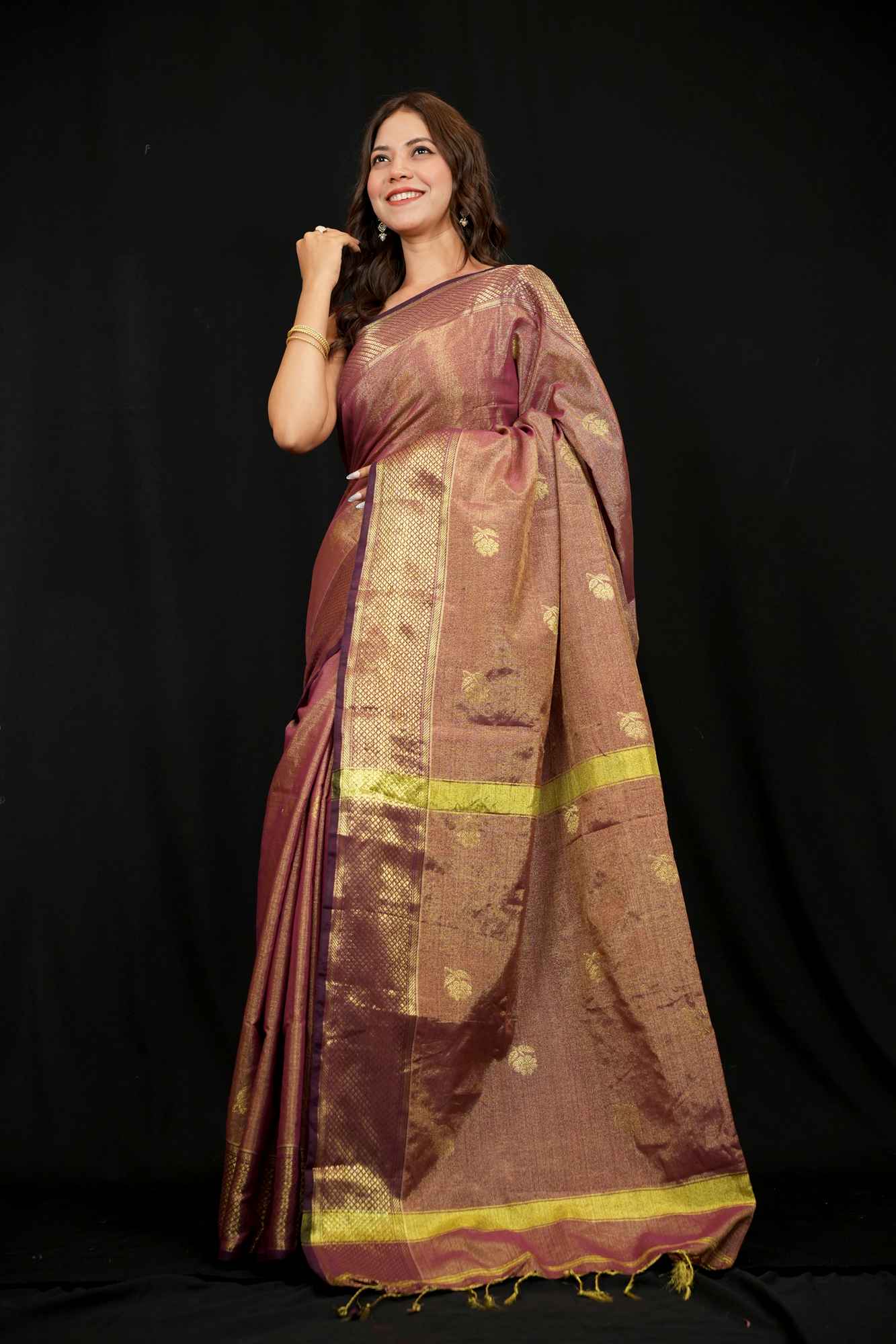 Maheswari Cotton All Over Zari weave Ready To Wear Saree